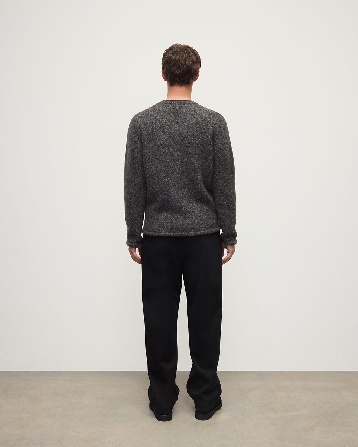 Brushed Cashmere Silk Grey Jumper - 4