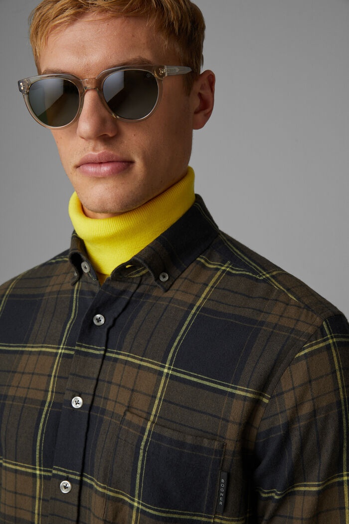 Timt flannel shirt in Black/Khaki - 4