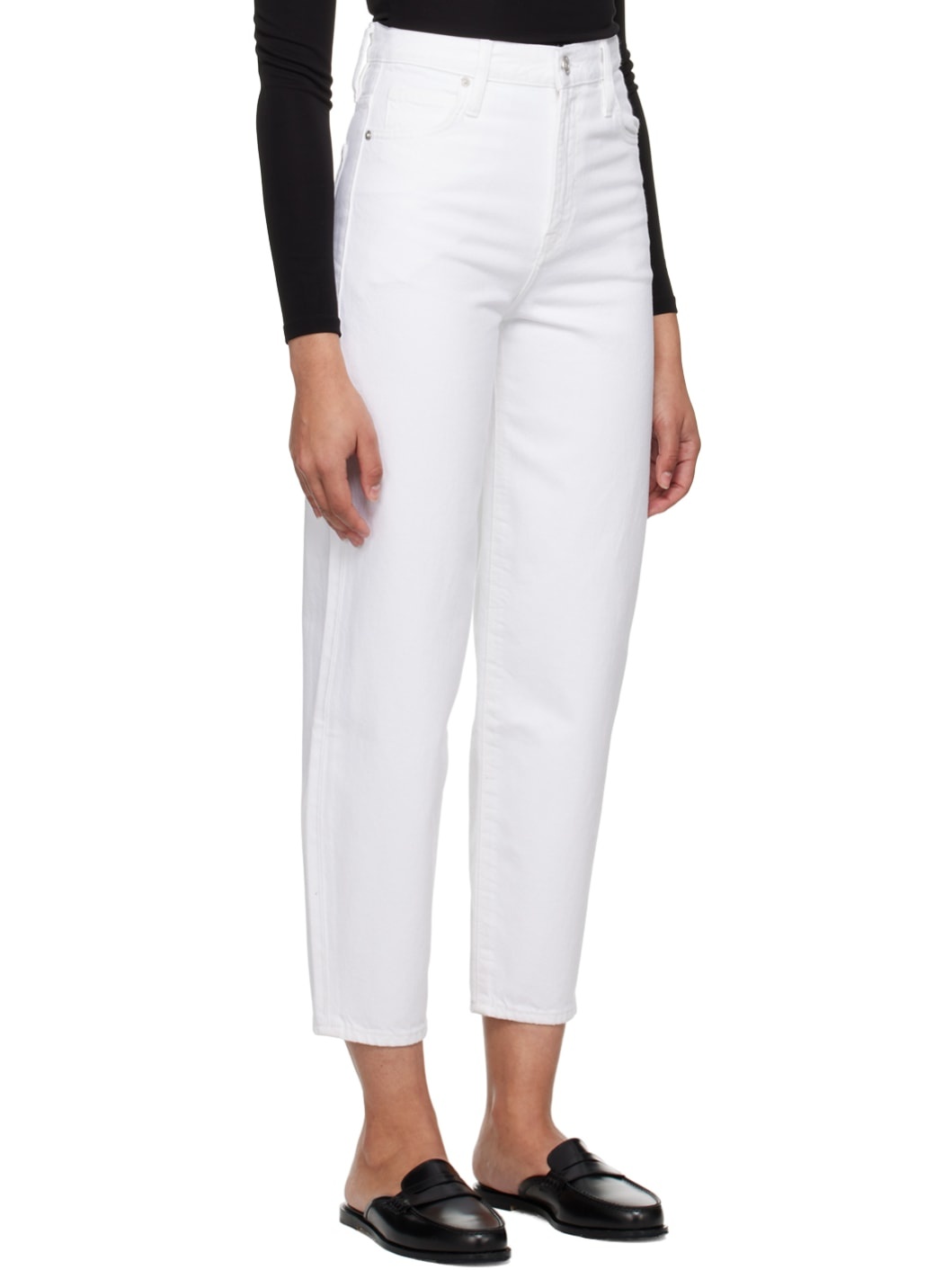 White Tapered Jeans - 2