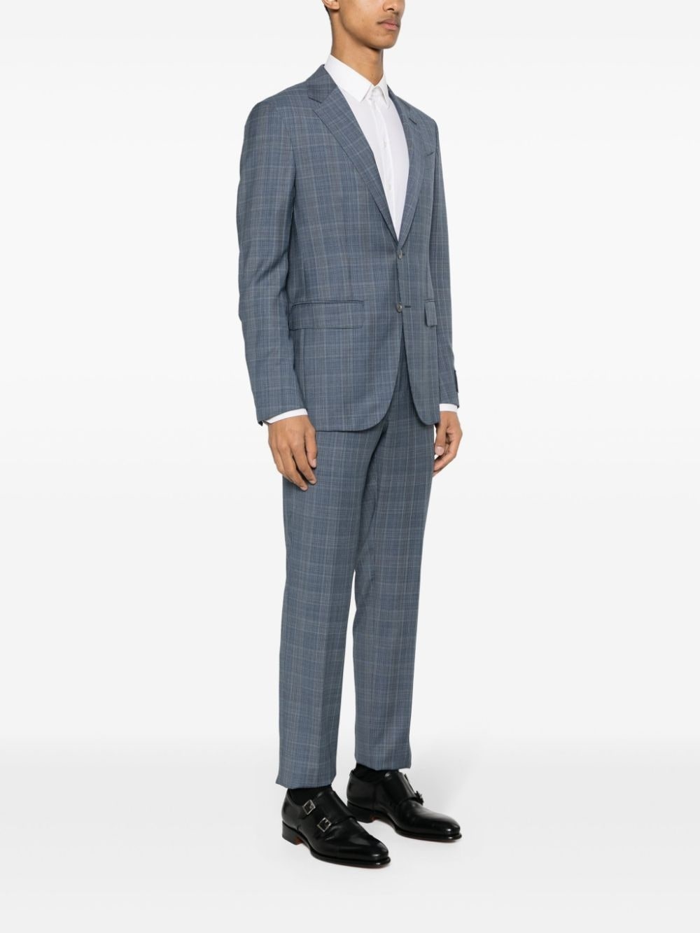 checked single-breasted suit - 3