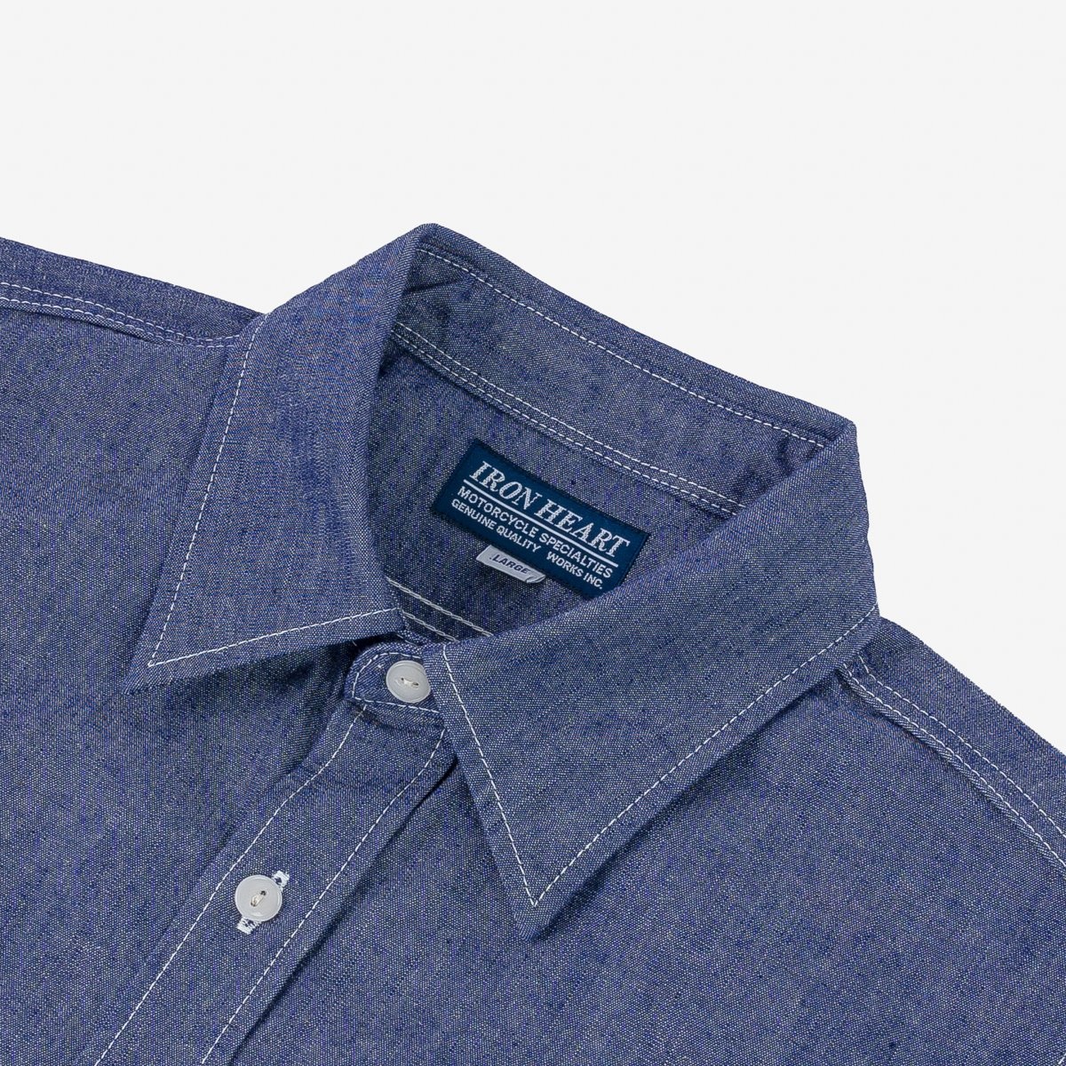 IHSH-363-NAV 10oz Organic Chambray Work Shirt - Navy Blue - 7