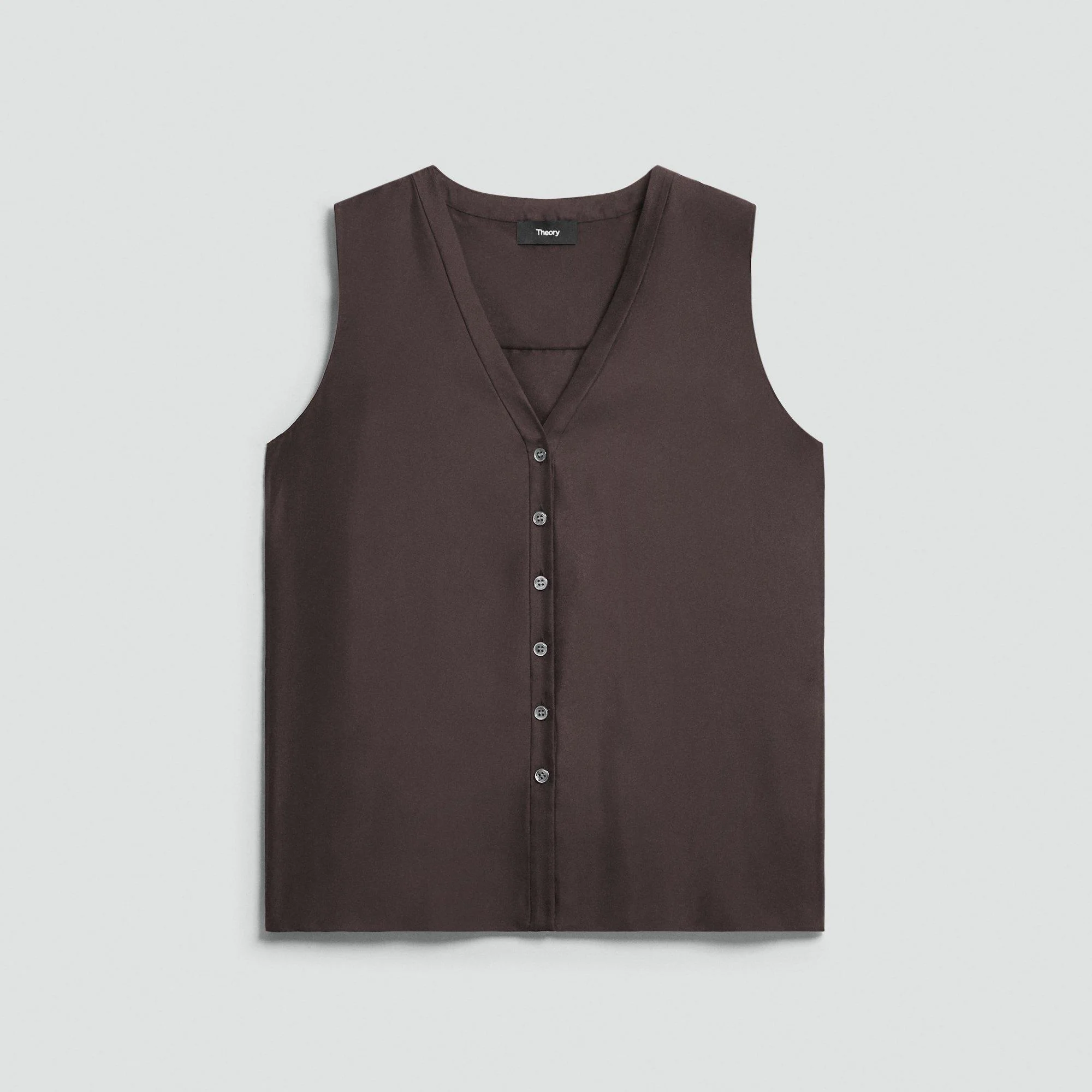 Sleeveless Button-Down Blouse in Mod Silk Twill - 1