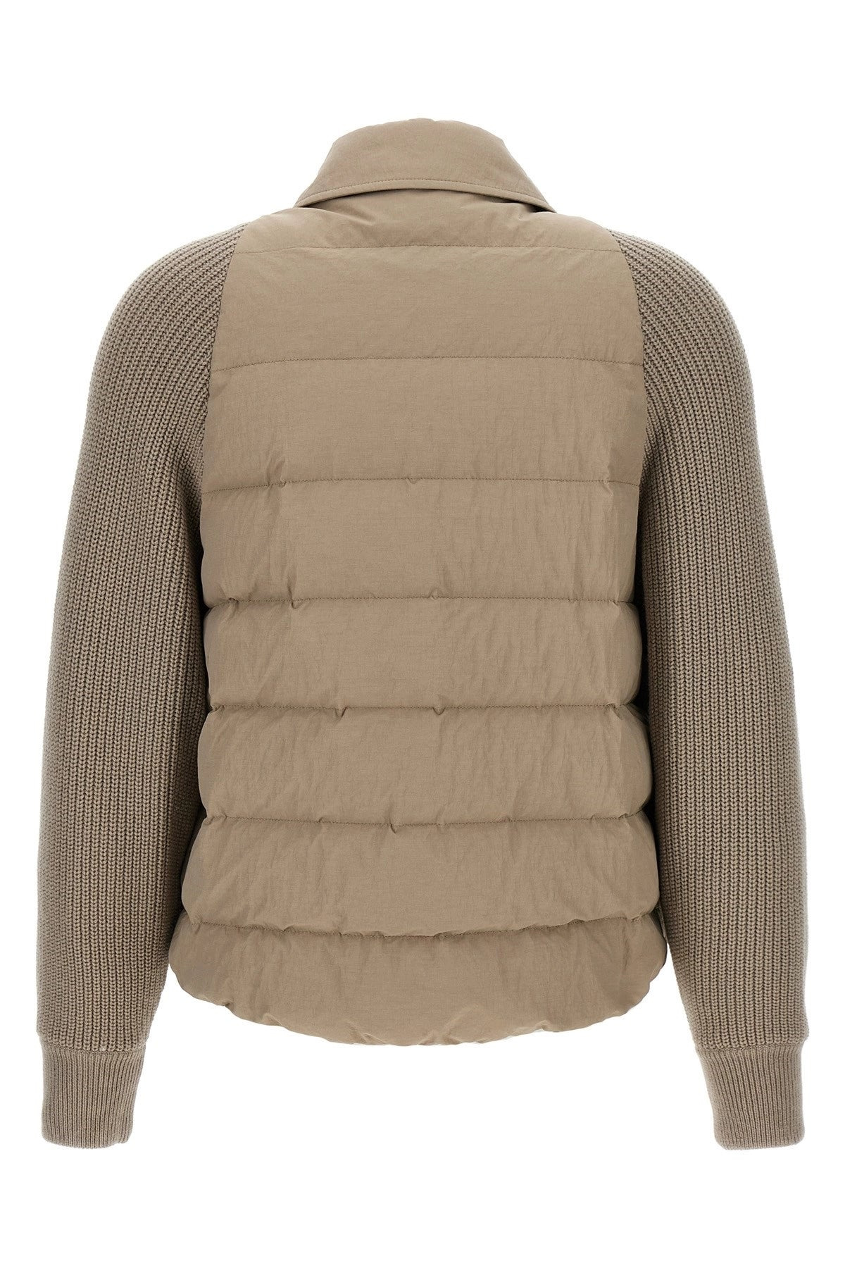 Brunello Cucinelli Women Two-Material 'Shiny Flap Detail' Down Jacket - 2