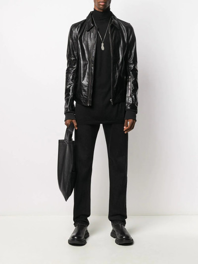 Rick Owens zipped biker jacket outlook