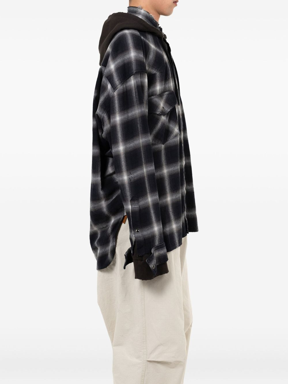 hooded plaid shirt - 4