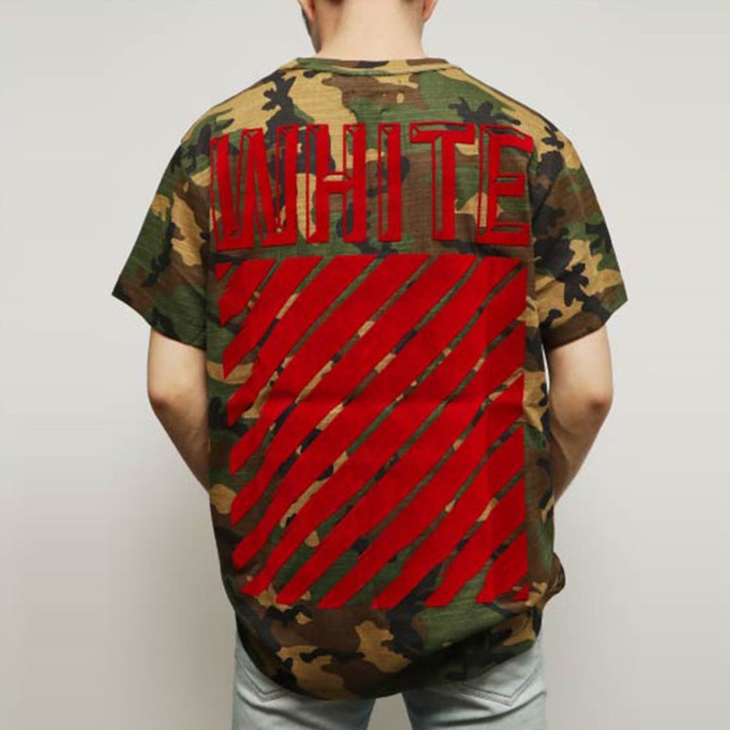 Off-White Red Short Sleeve Camouflage Green OMAA001F150580189920 4