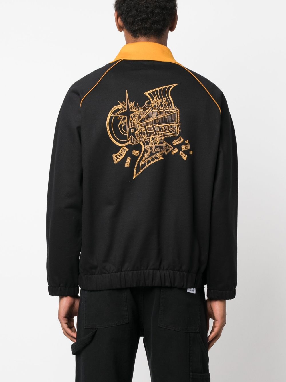 slogan-embroidered zipped cotton sweatshirt - 4