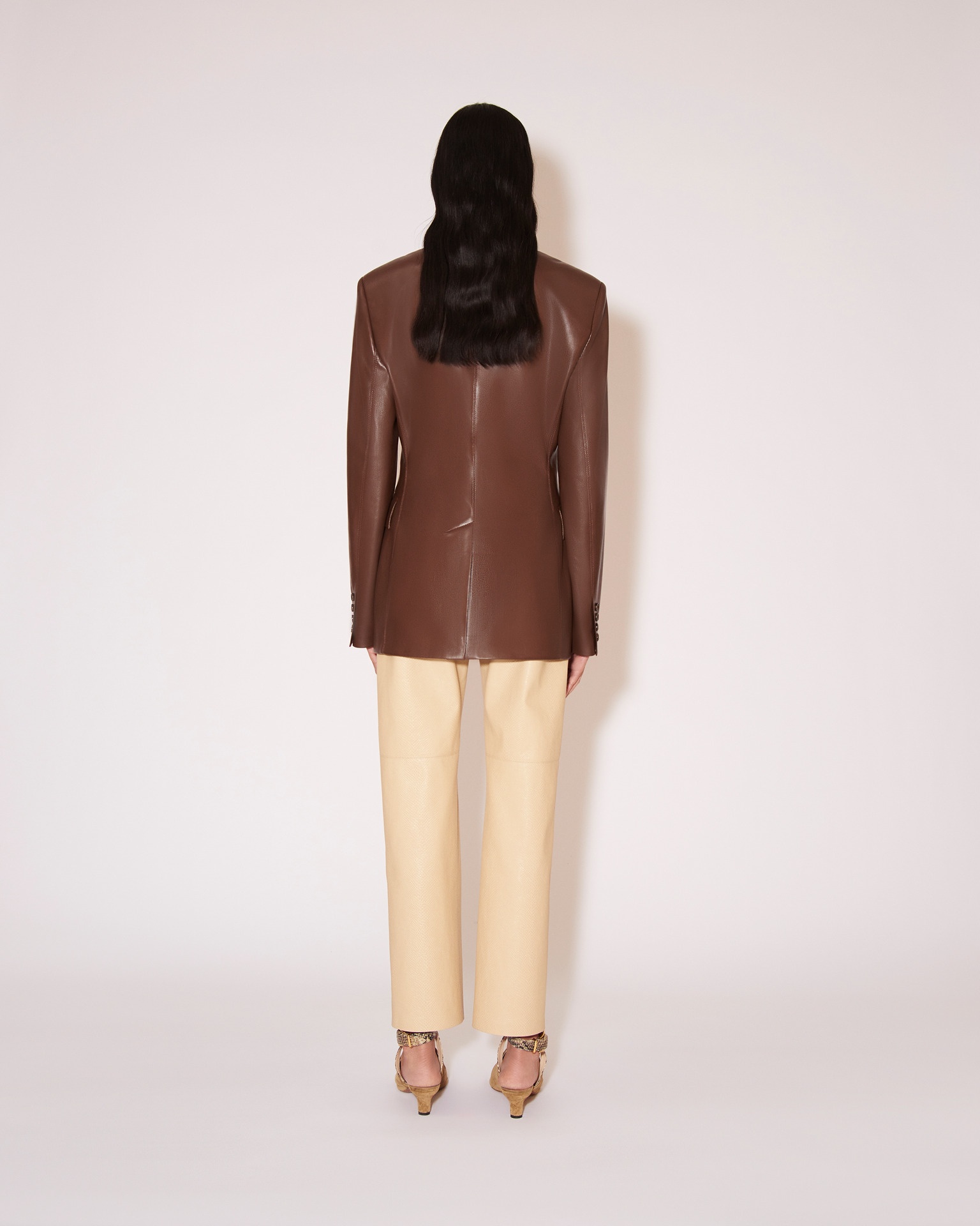 HATHI - Vegan leather tailored blazer - Dark brown - 5