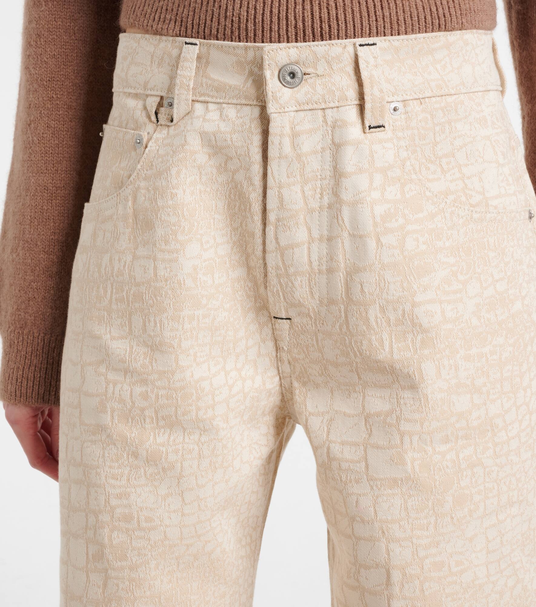 Croc-effect wide-leg jeans - 4