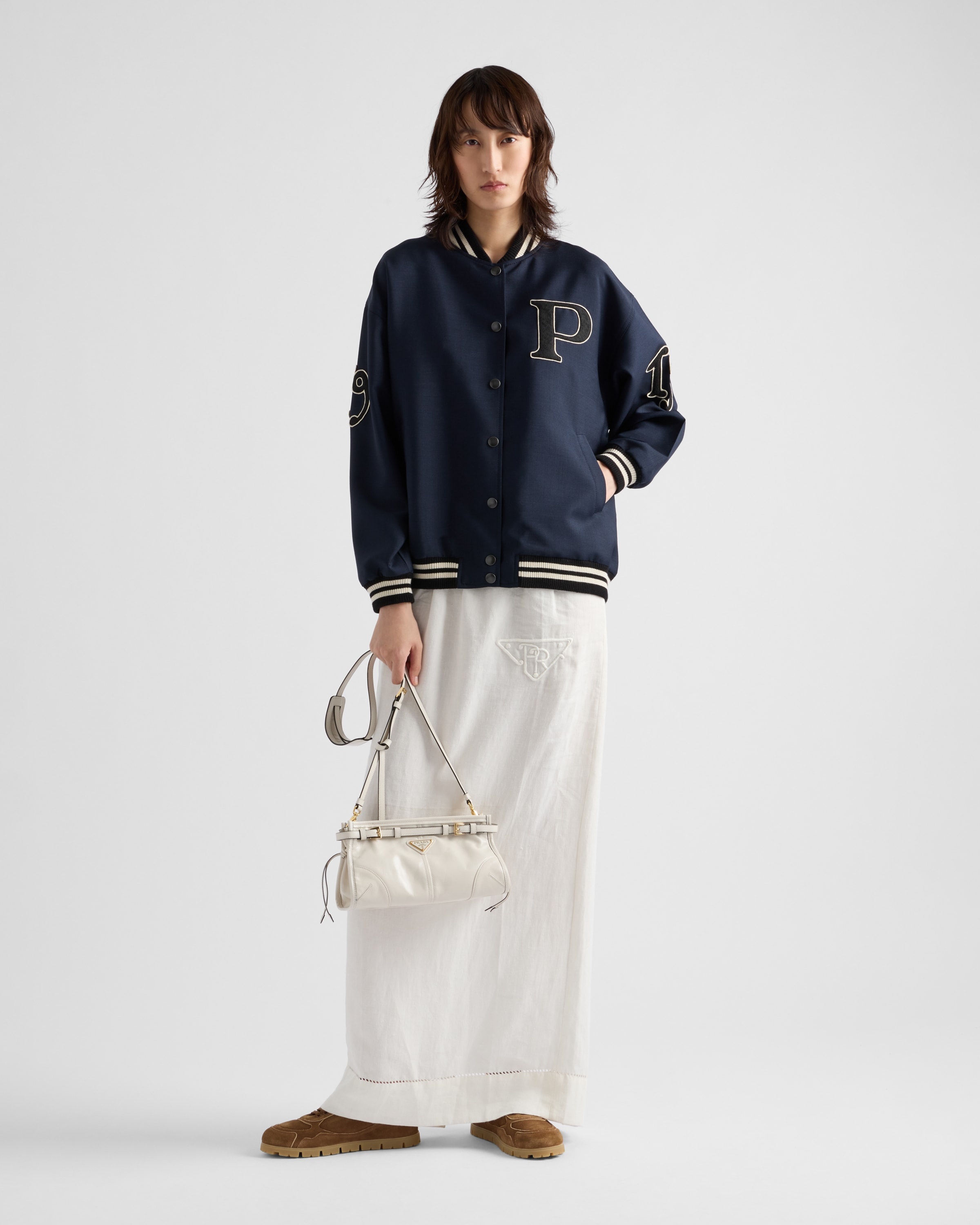 Prada Kid mohair bomber jacket with patches | REVERSIBLE