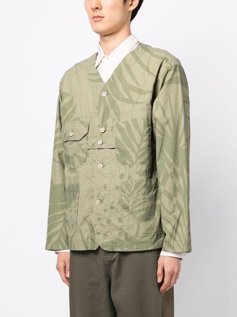leaf-print shirt jacket - 3