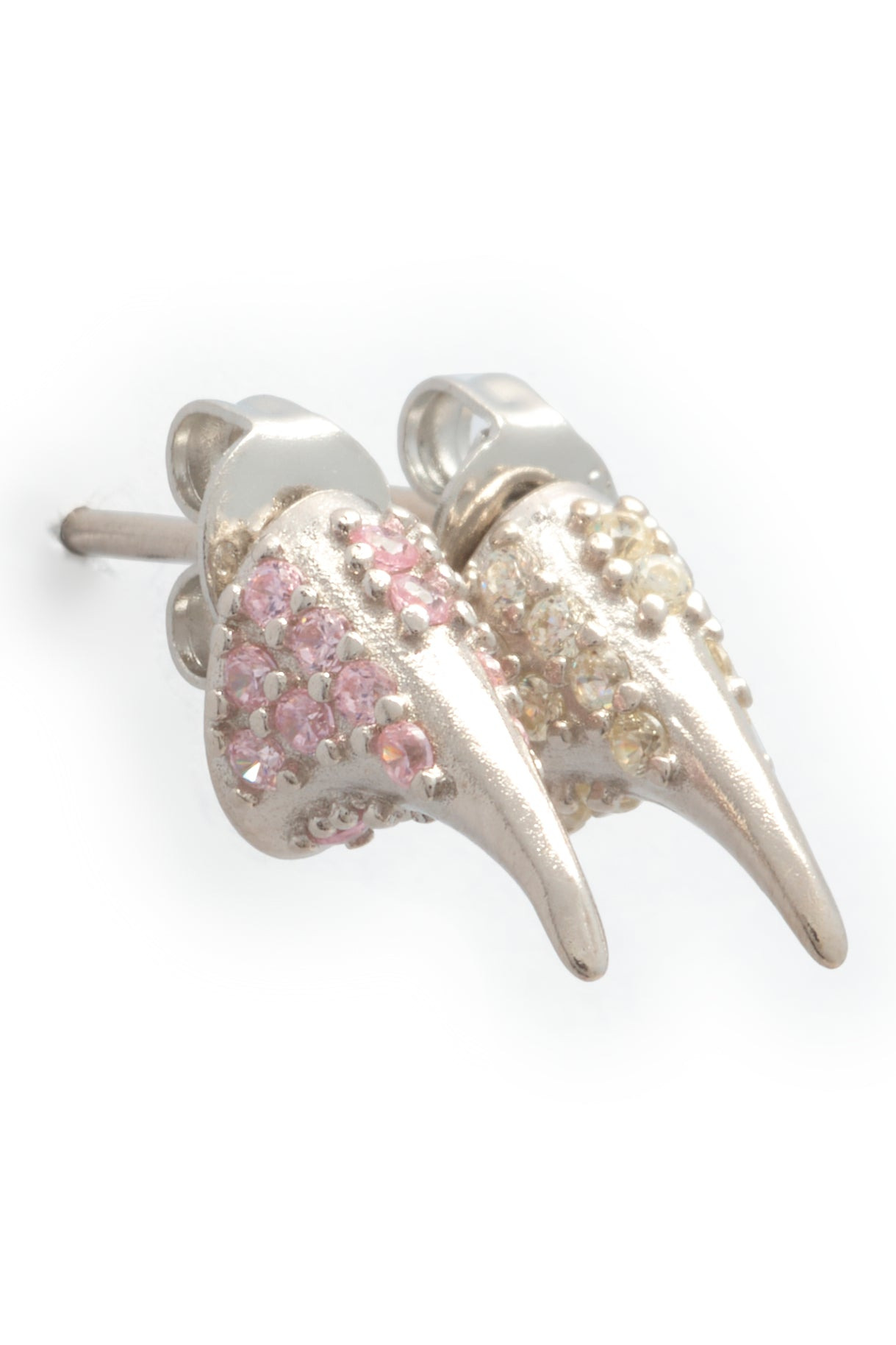 SOFT PINK CLEAR RHINESTONE HORN STUDS - 3