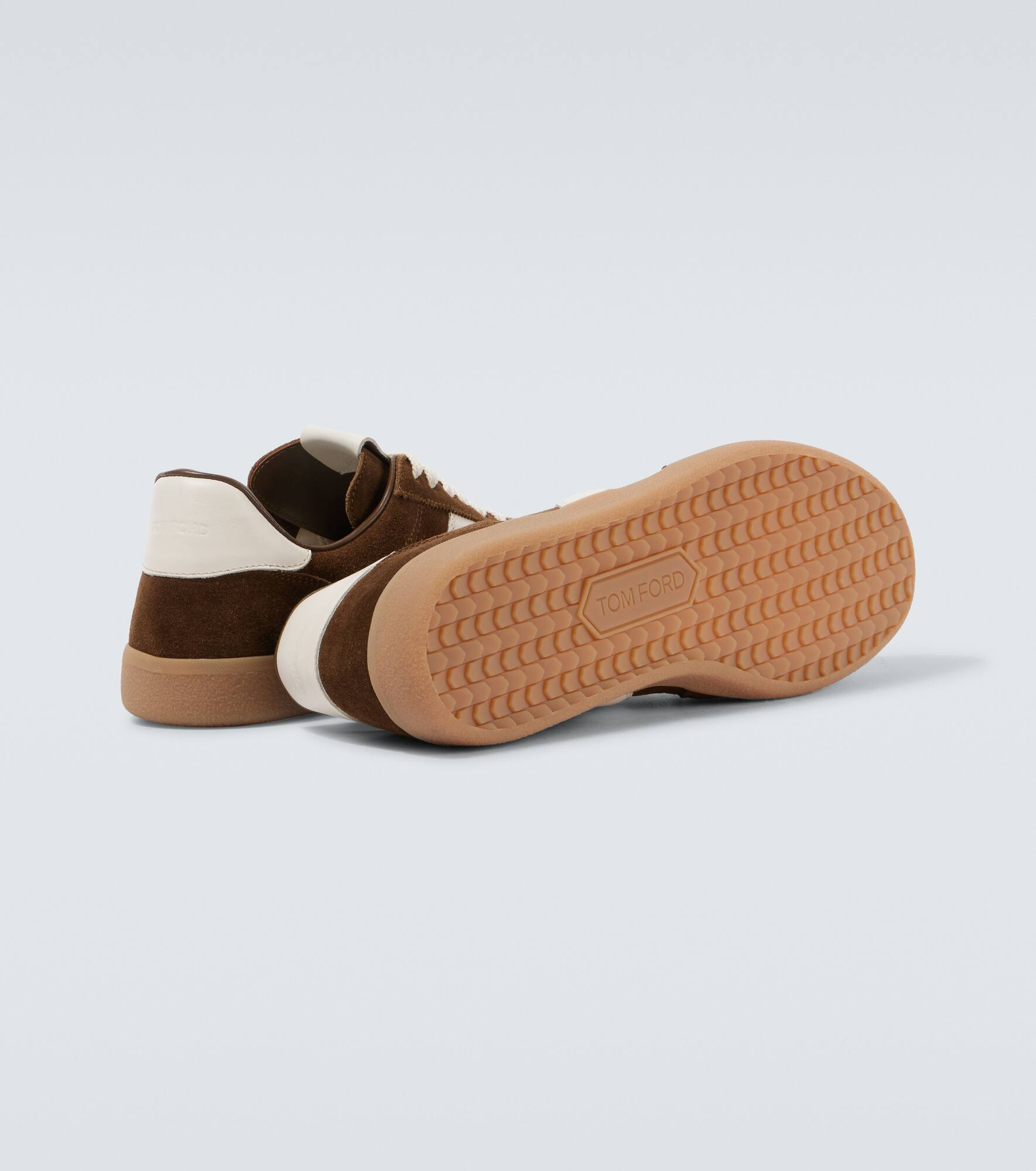 Archer leather-trimmed suede sneakers - 7