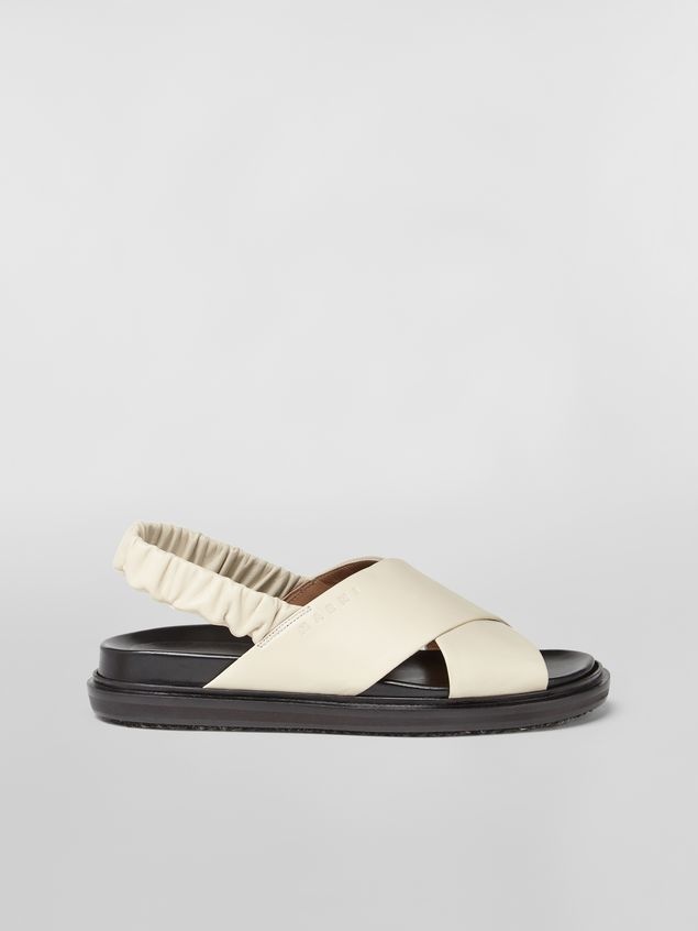 CRISS-CROSS FUSSBETT IN WHITE NAPPA LEATHER WITH STRETCH SLINGBACK - 1