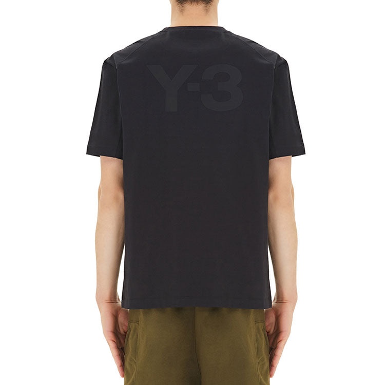 Men's Y-3 Back Printing Round Neck Casual Short Sleeve Black FN3348 - 4