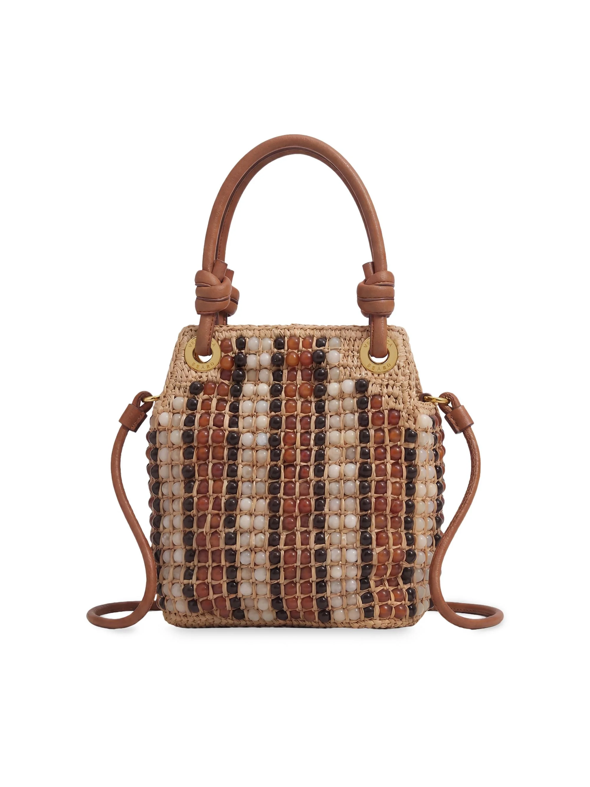 Women's Small Beaded Raffia Slouch Top Handle Bag - Hazelwood - 1