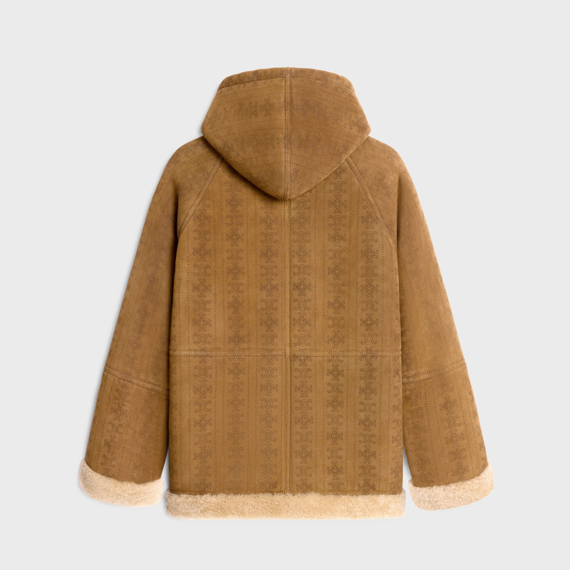 CELINE hooded parka in triomphe curly lambskin outlook
