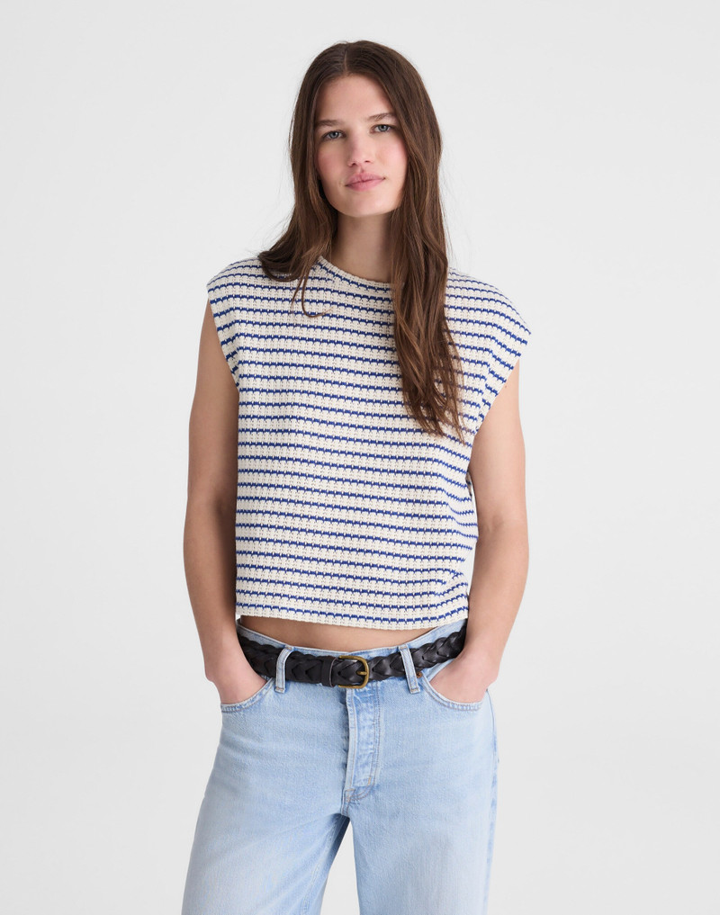 Textured-Knit Boxy Muscle Tee 2