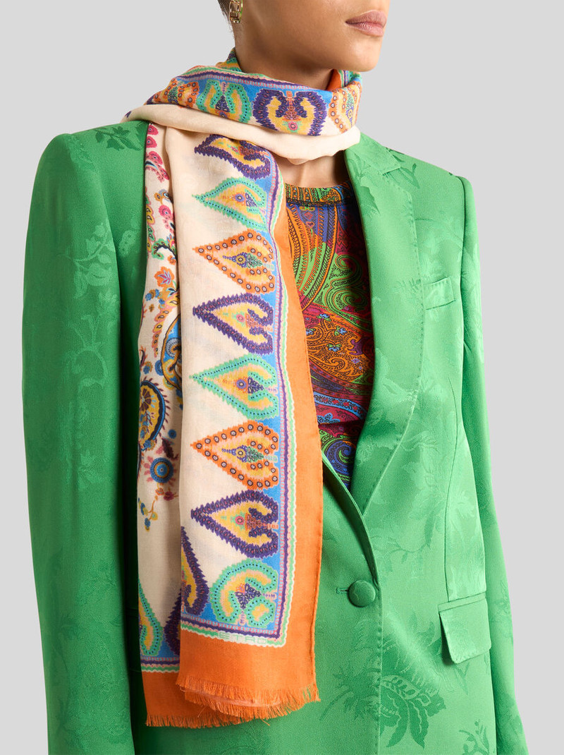 Etro COTTON-BLEND JACQUARD SCARF WITH FLORAL PAISLEY MOTIF outlook
