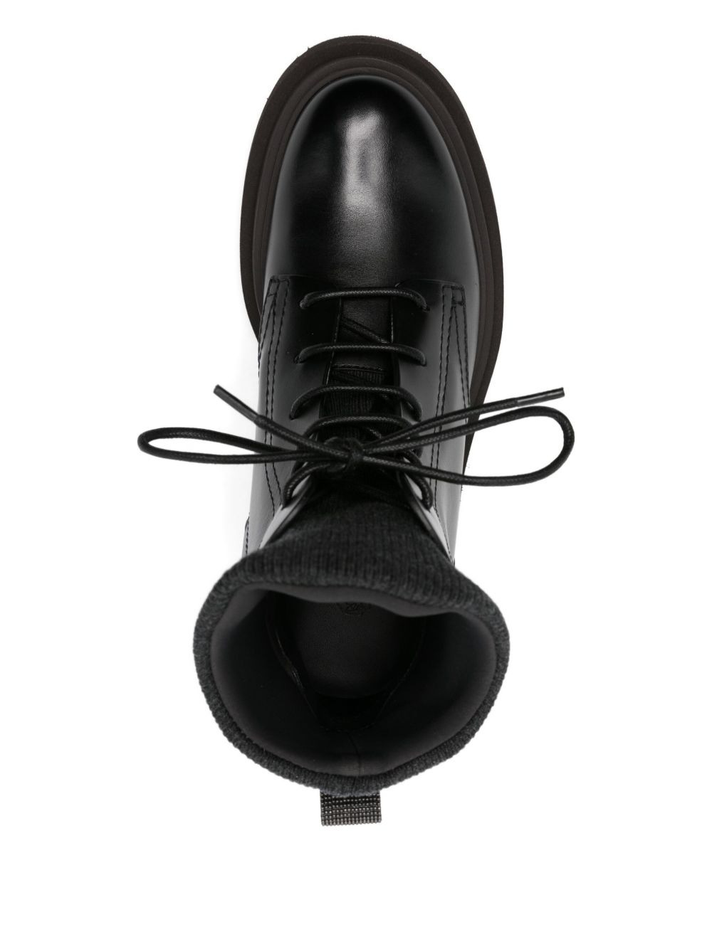 lace-up ribbed-knit boots - 4