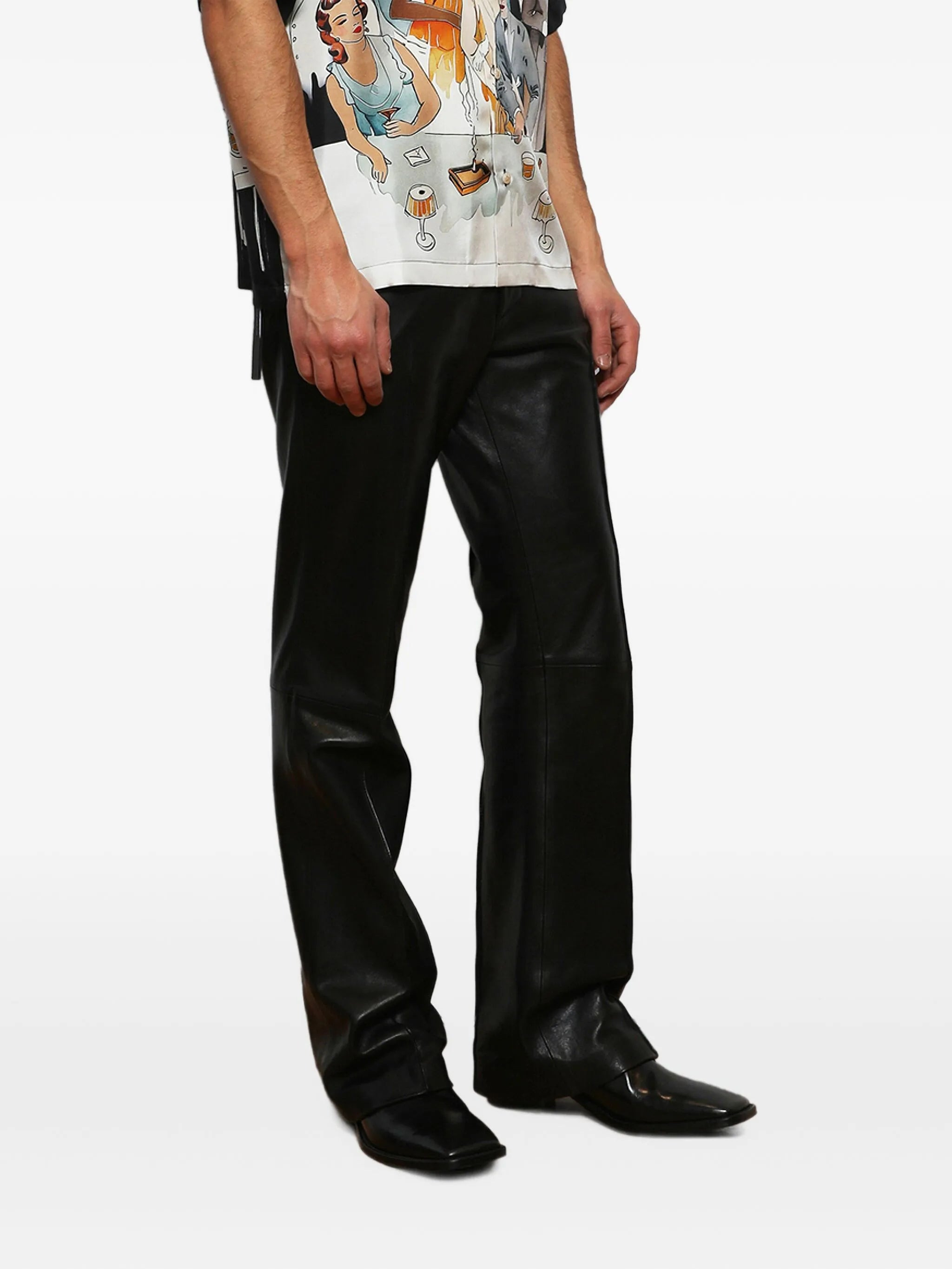 metallic-heel leather boots - 4