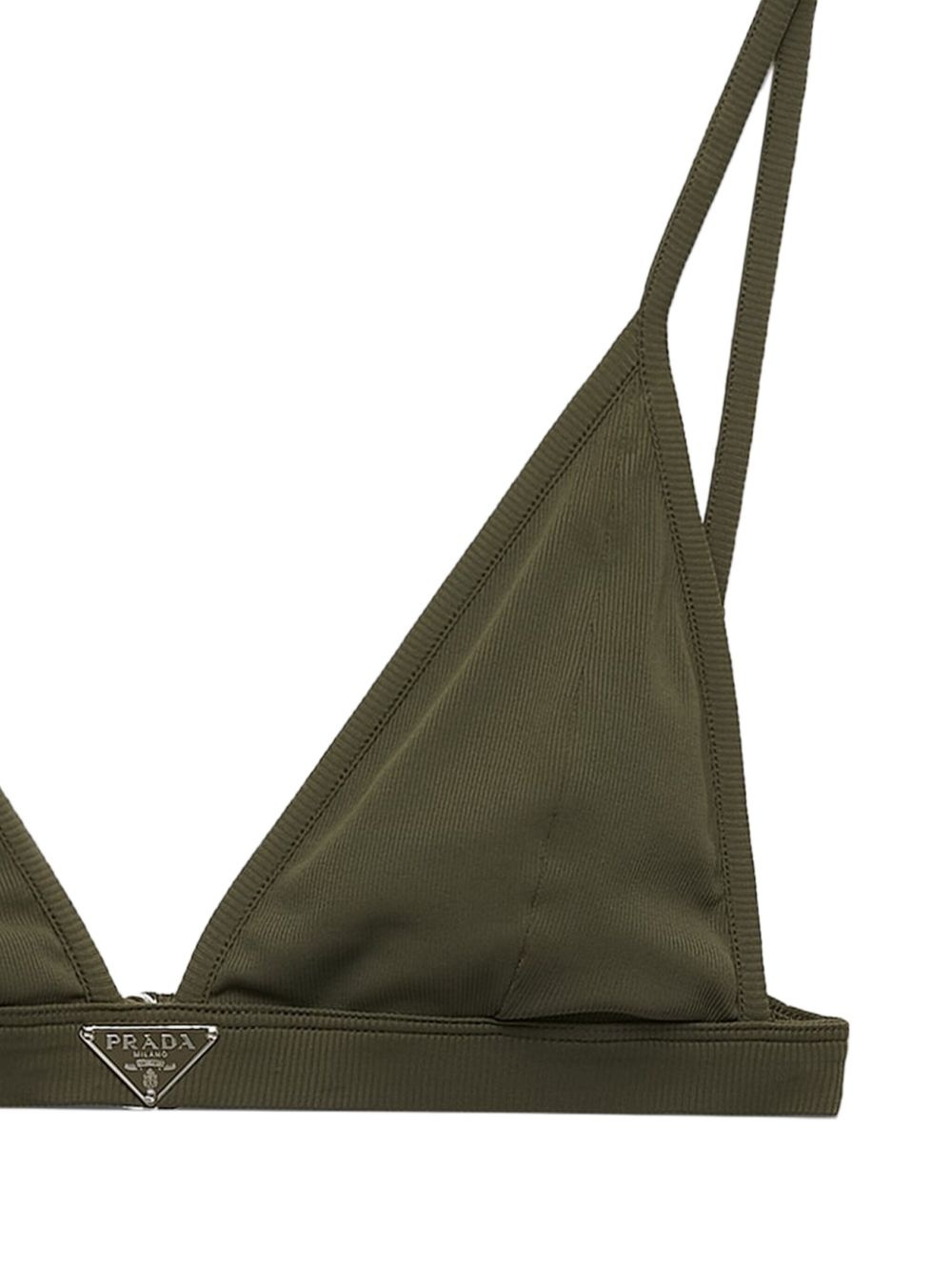 logo-triangle fine-ribbed bikini top - 2
