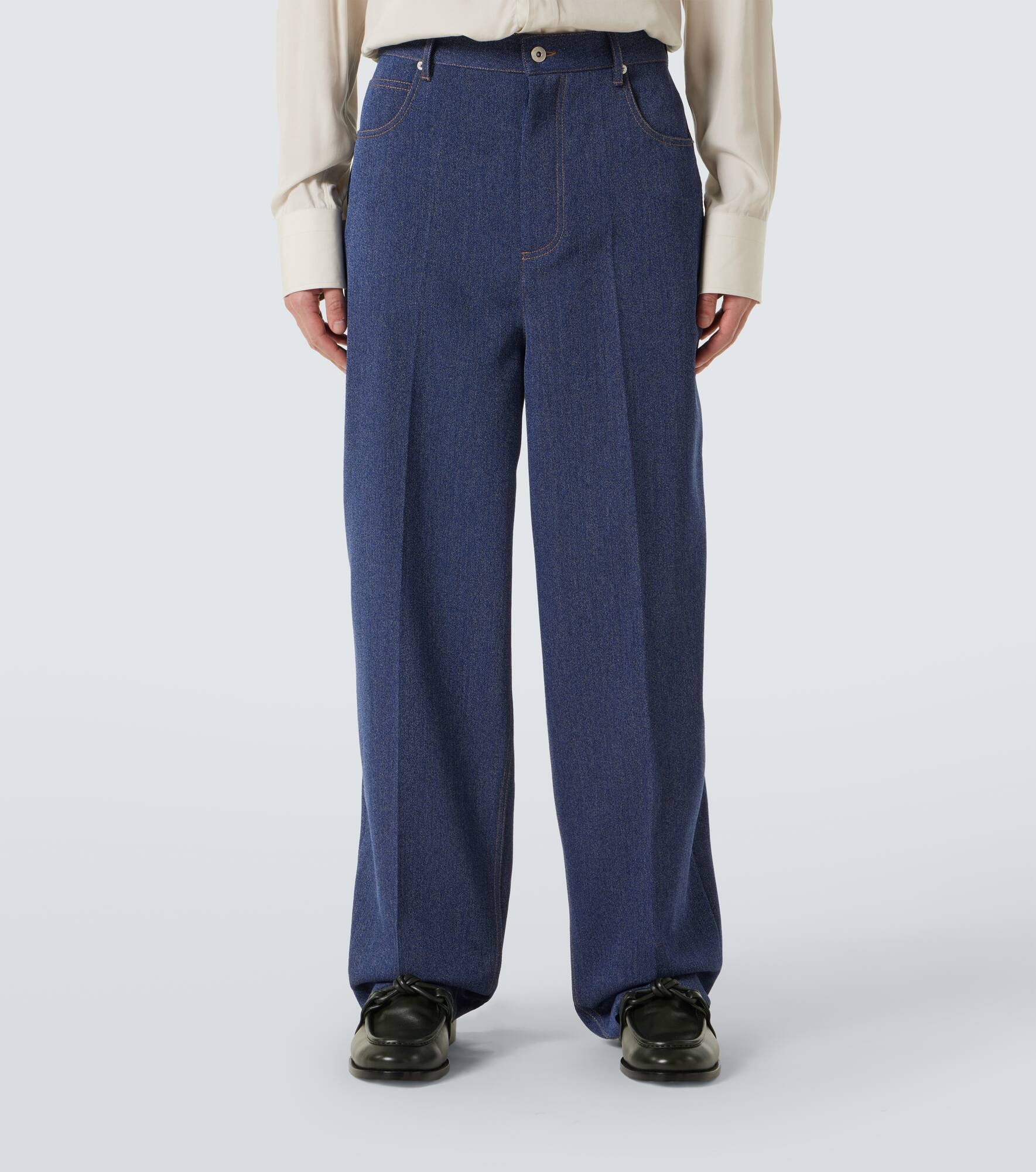 Wool and cotton wide-leg pants - 3