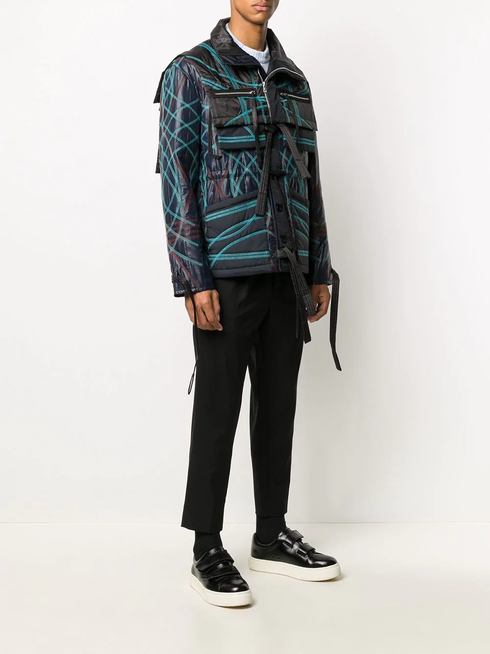 abstract print panelled jacket - 3