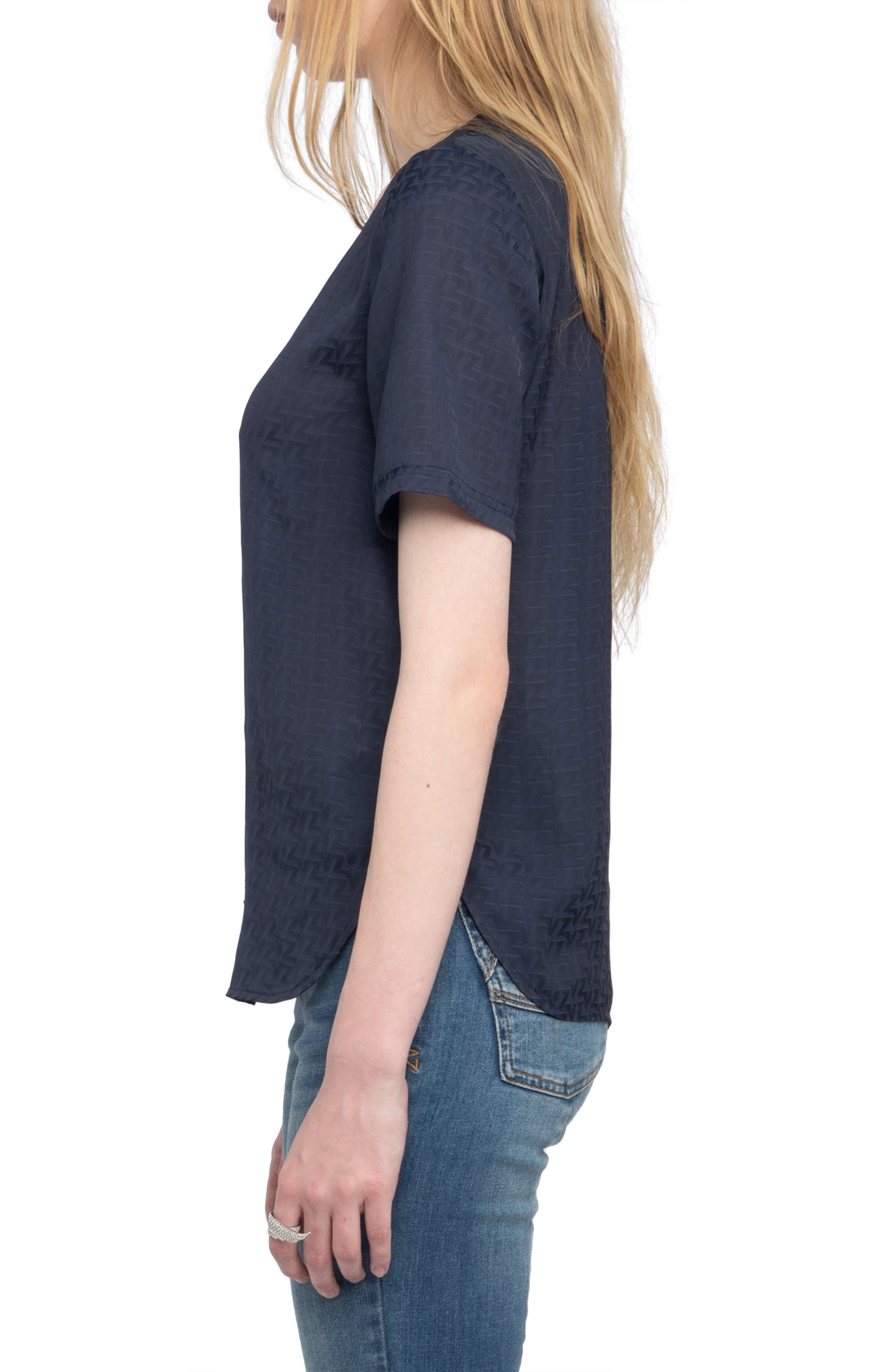 Zadig & Voltaire Terzo Lace-Up Satin Top in Encre at Nordstrom - 3