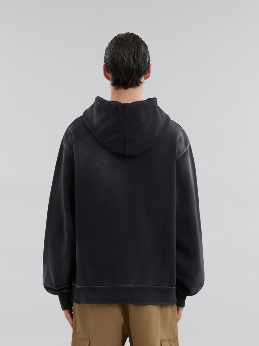 BLACK ORGANIC COTTON HOODIE WITH MARNI MENDING - 3
