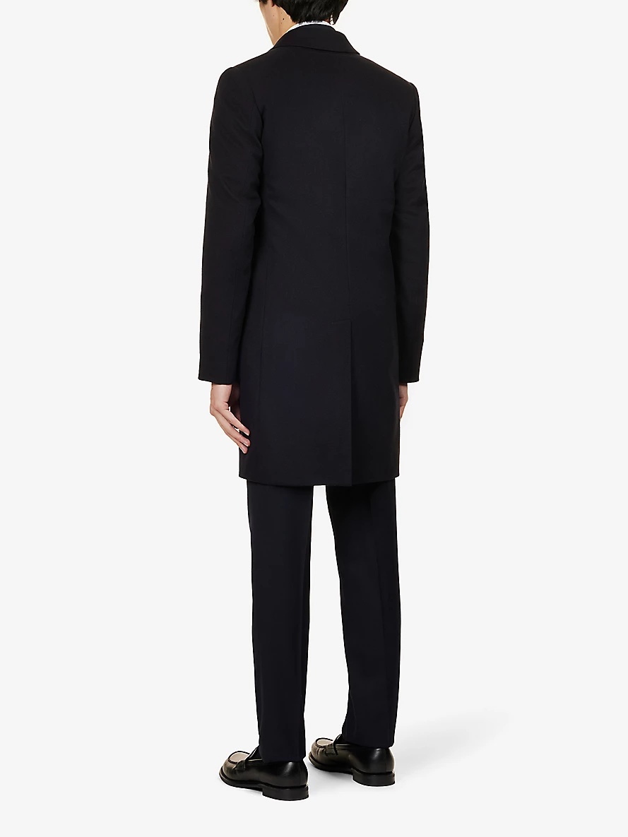 Single-breasted front-pocket wool and cashmere-blend coat - 4