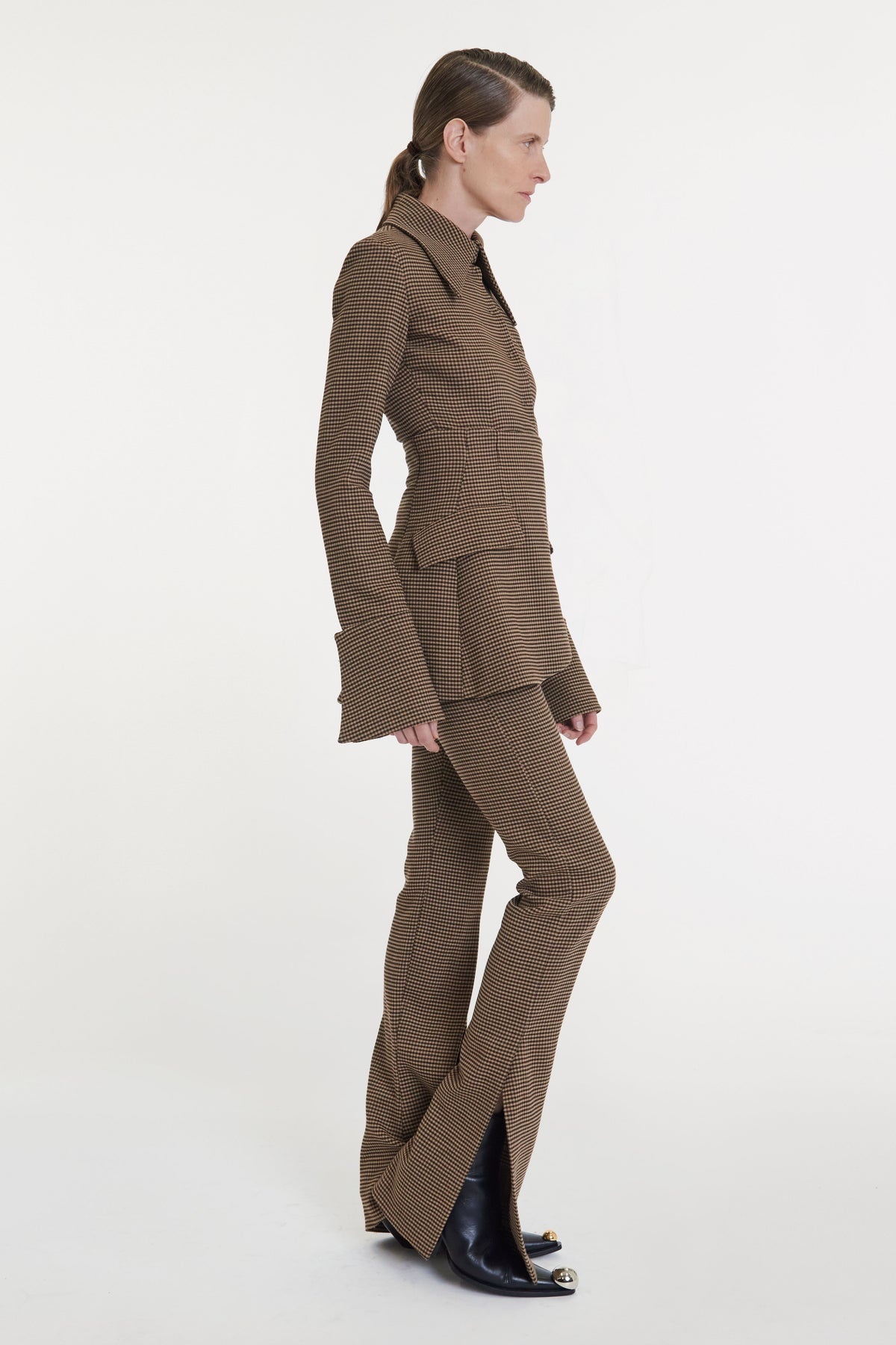FITTED SHIRT WITH BASQUE DETAIL GINGHAM - 3