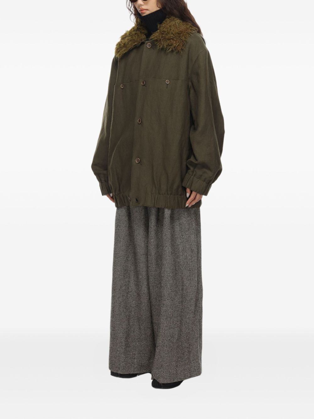 Juel faux-fur collar linen-wool jacket - 3