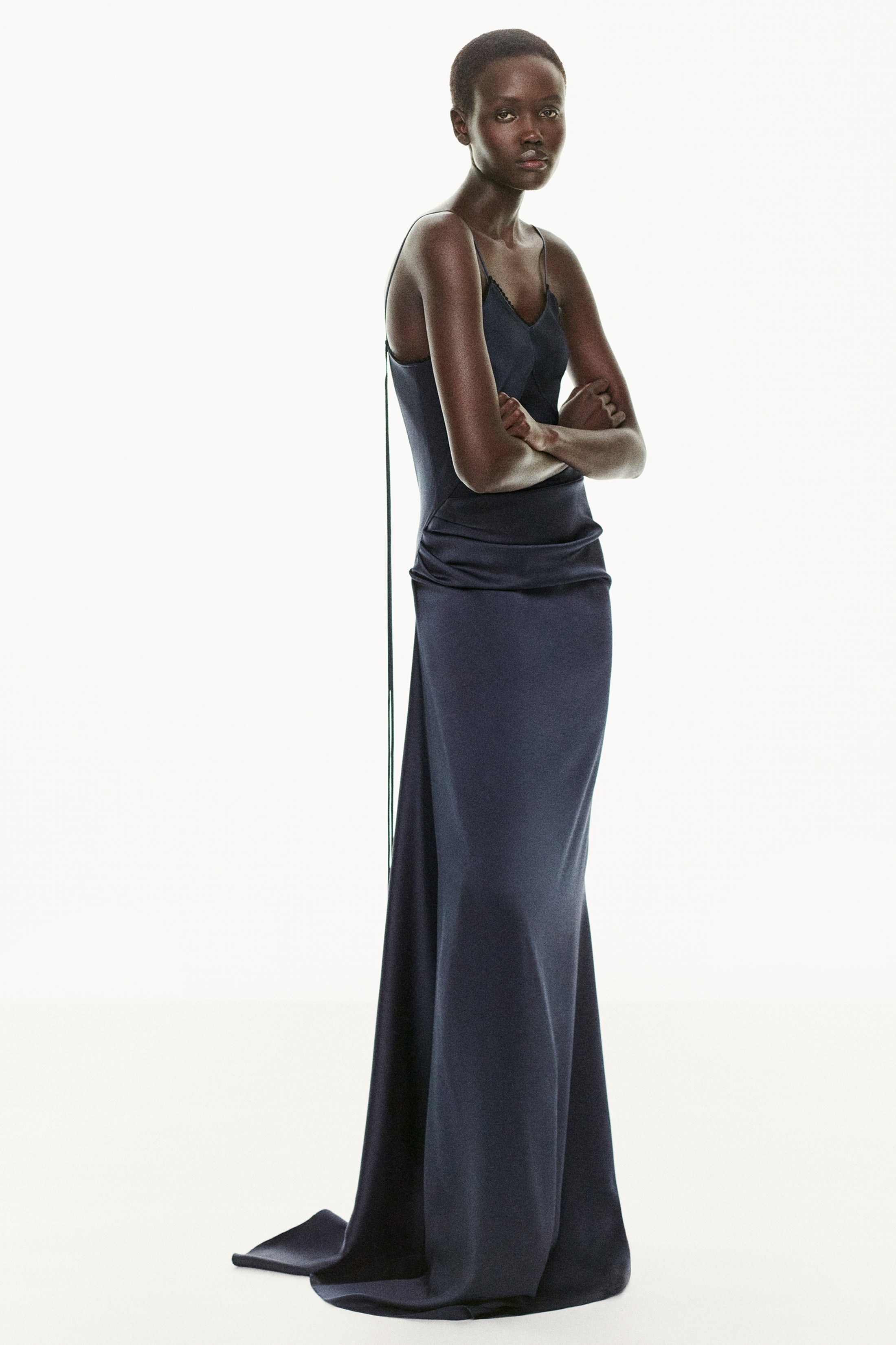 Lace Detail Cami Floor-Length Dress In Midnight - 3