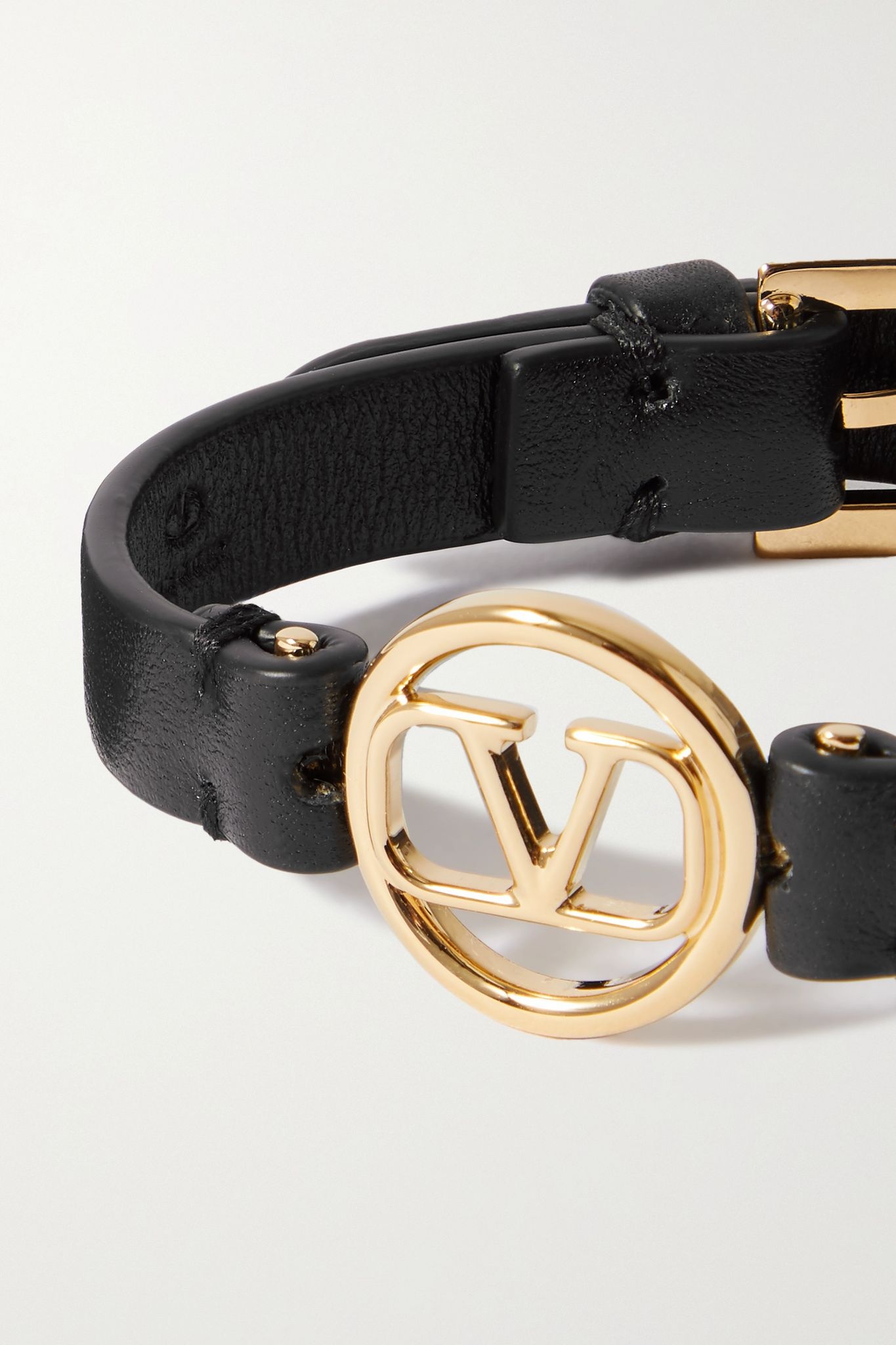 Valentino Garavani leather and gold-tone bracelet - 4