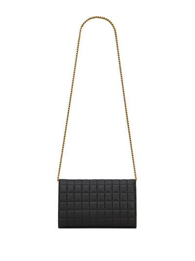 SAINT LAURENT logo-plaque quilted purse outlook