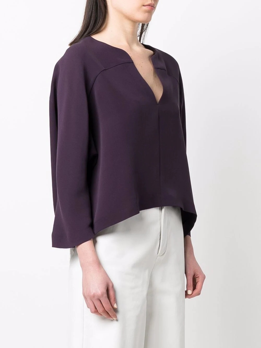 V-neck cropped blouse - 3