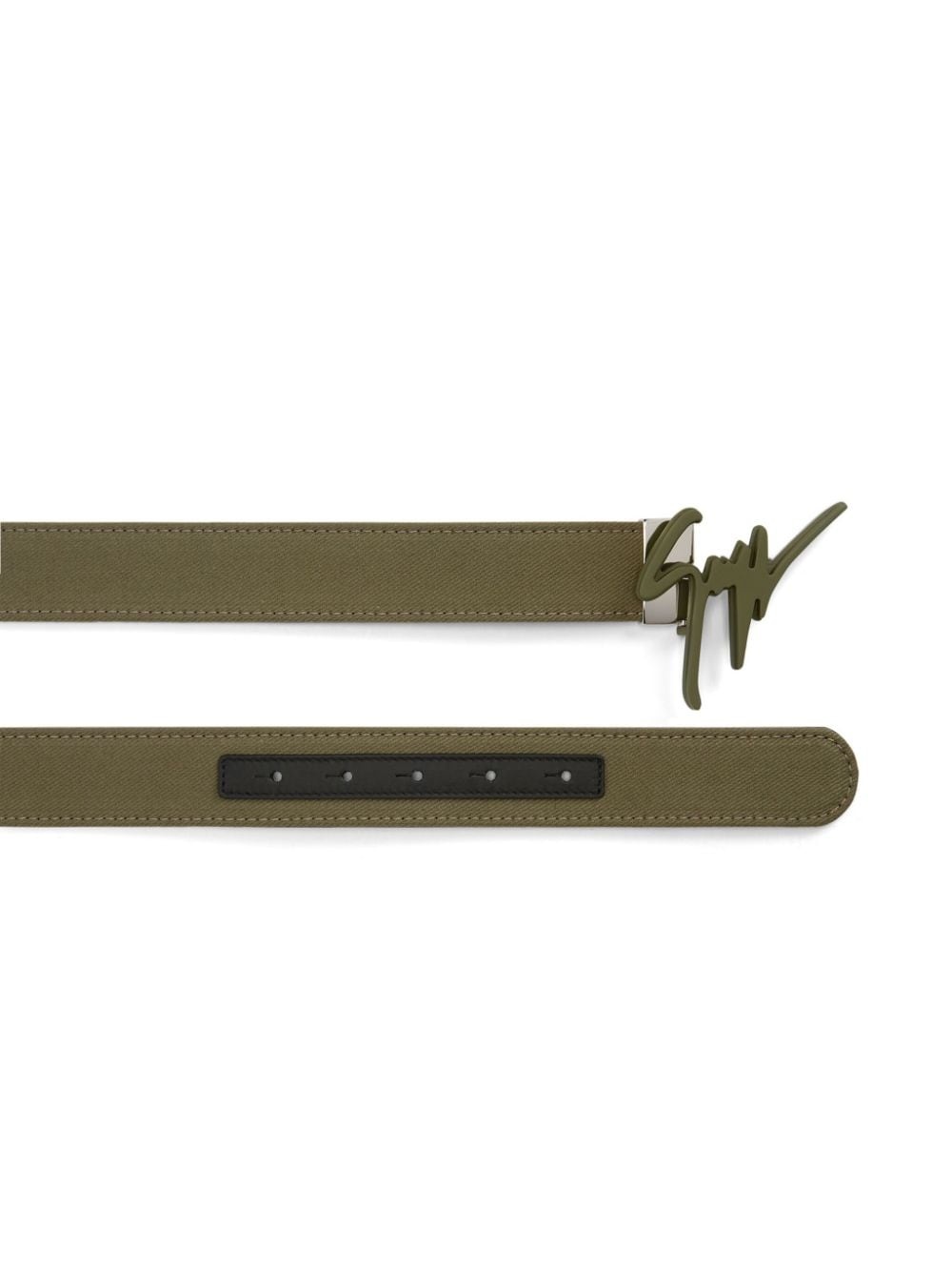 logo-buckle cotton belt - 2