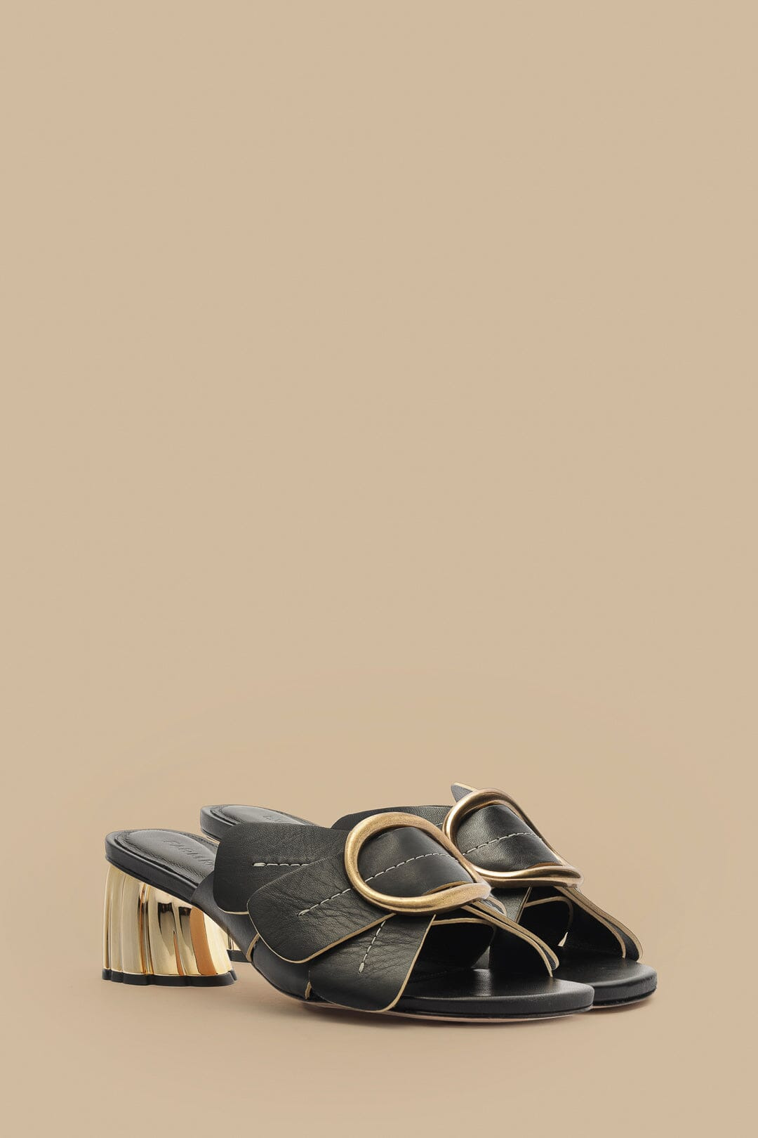 Black Daisy Heeled Mule - 2