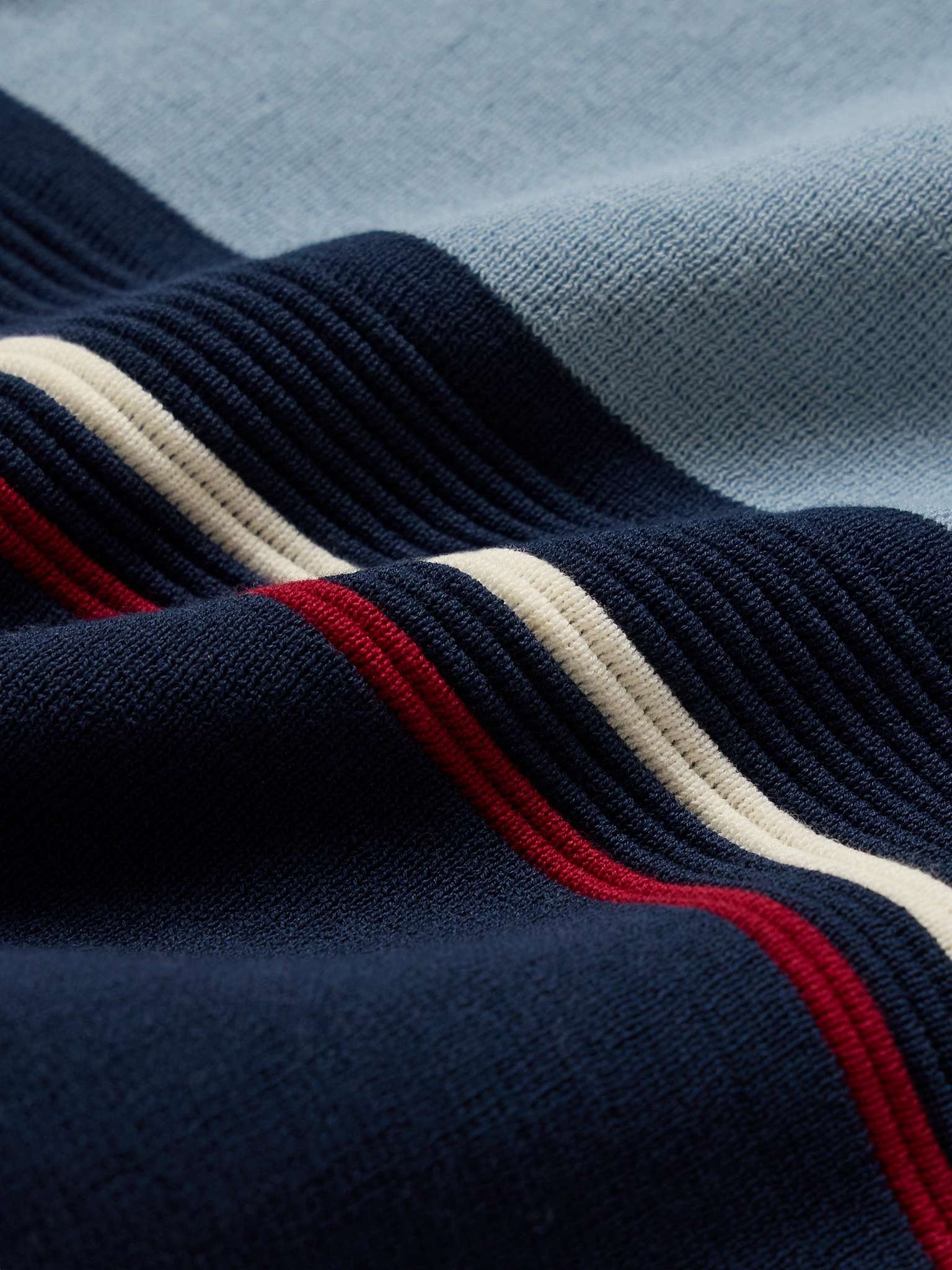 Ribbed Striped Cotton Polo Shirt - 4