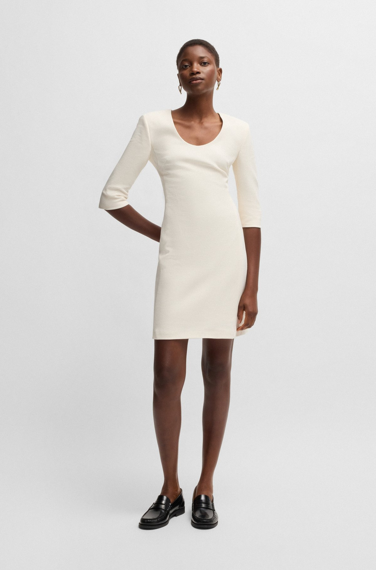 BODYCON DRESS IN OTTOMAN COTTON - 3