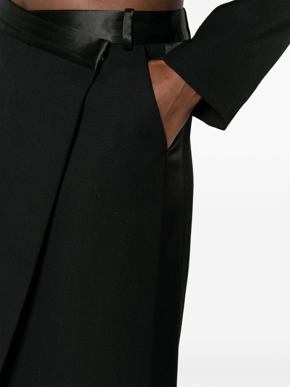satin-belt wrap midi skirt - 5