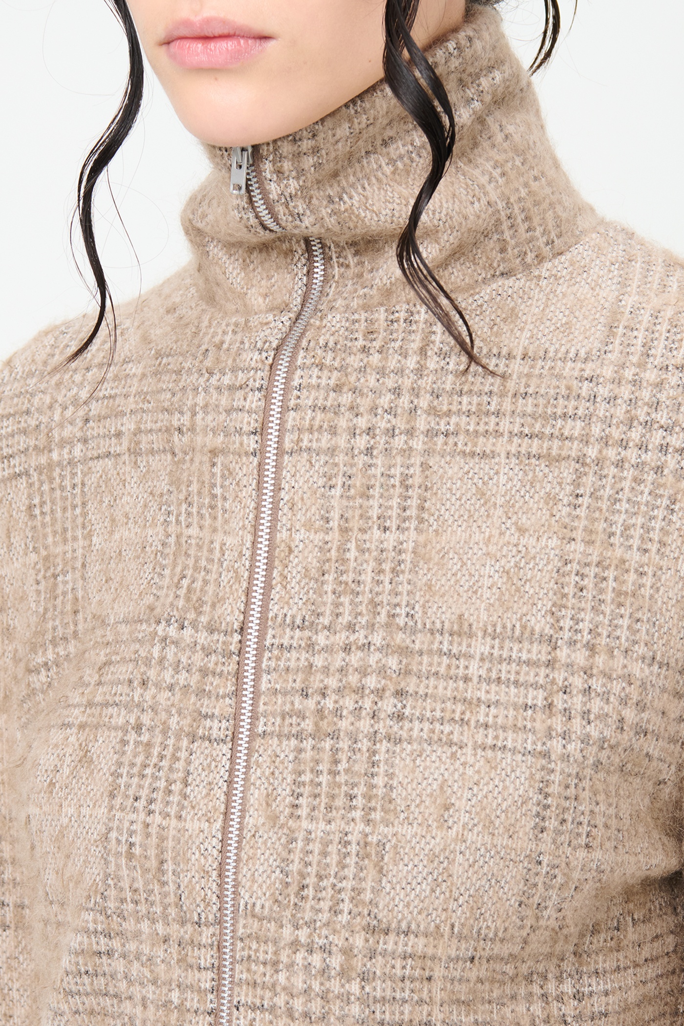 Slim Zip Longsleeve Beige Hound Check - 4
