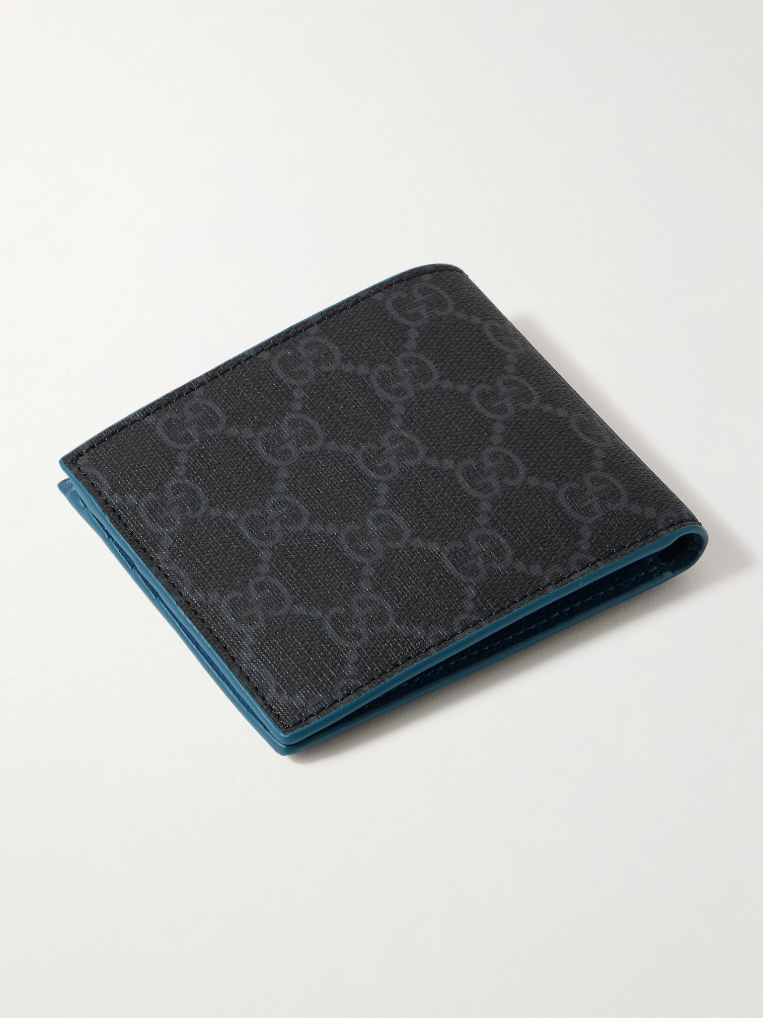 GG Supreme Monogrammed Coated-Canvas and Full-Grain Leather Billfold Wallet Black - 2