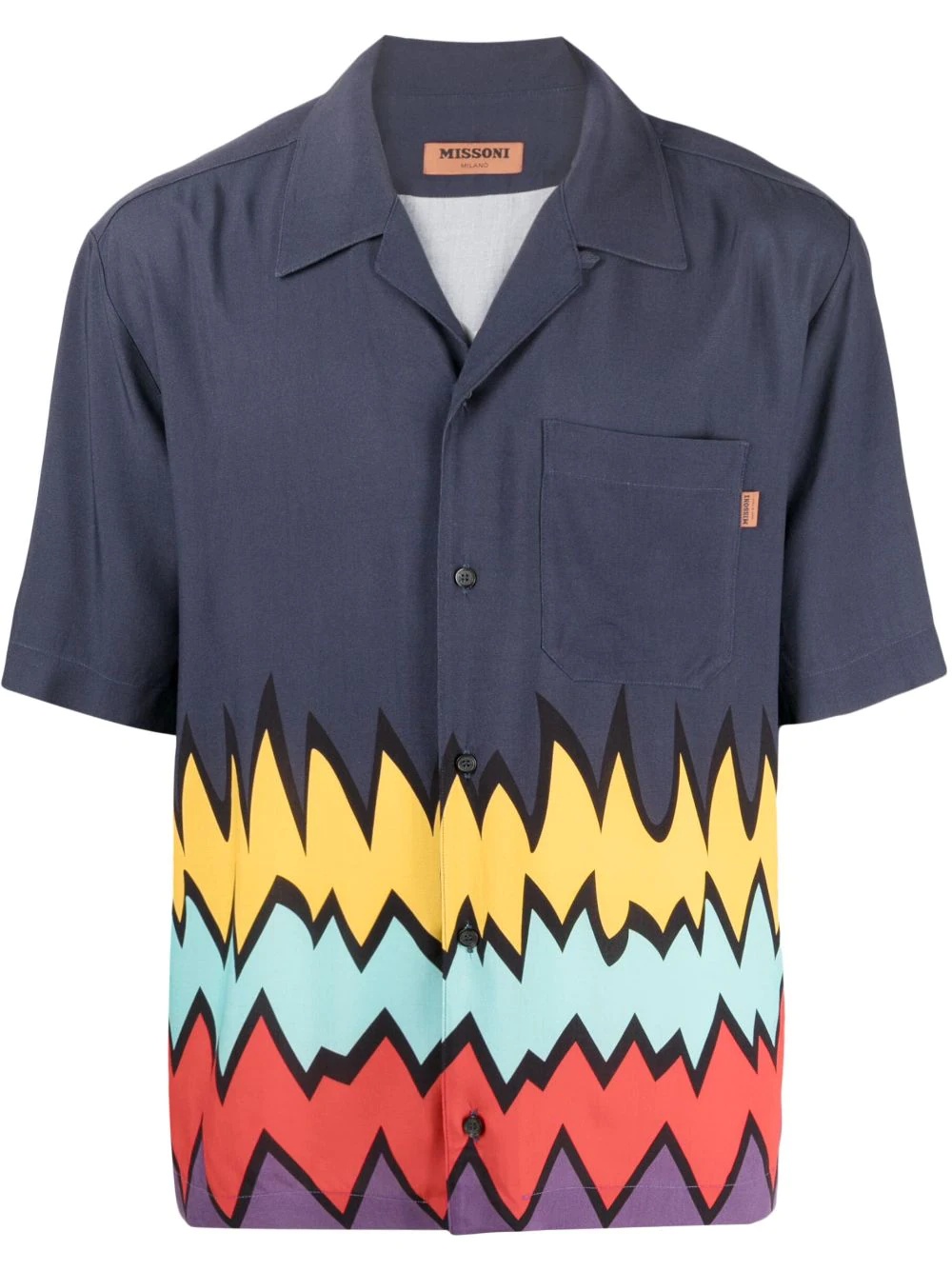 zigzag-print short-sleeved shirt - 1