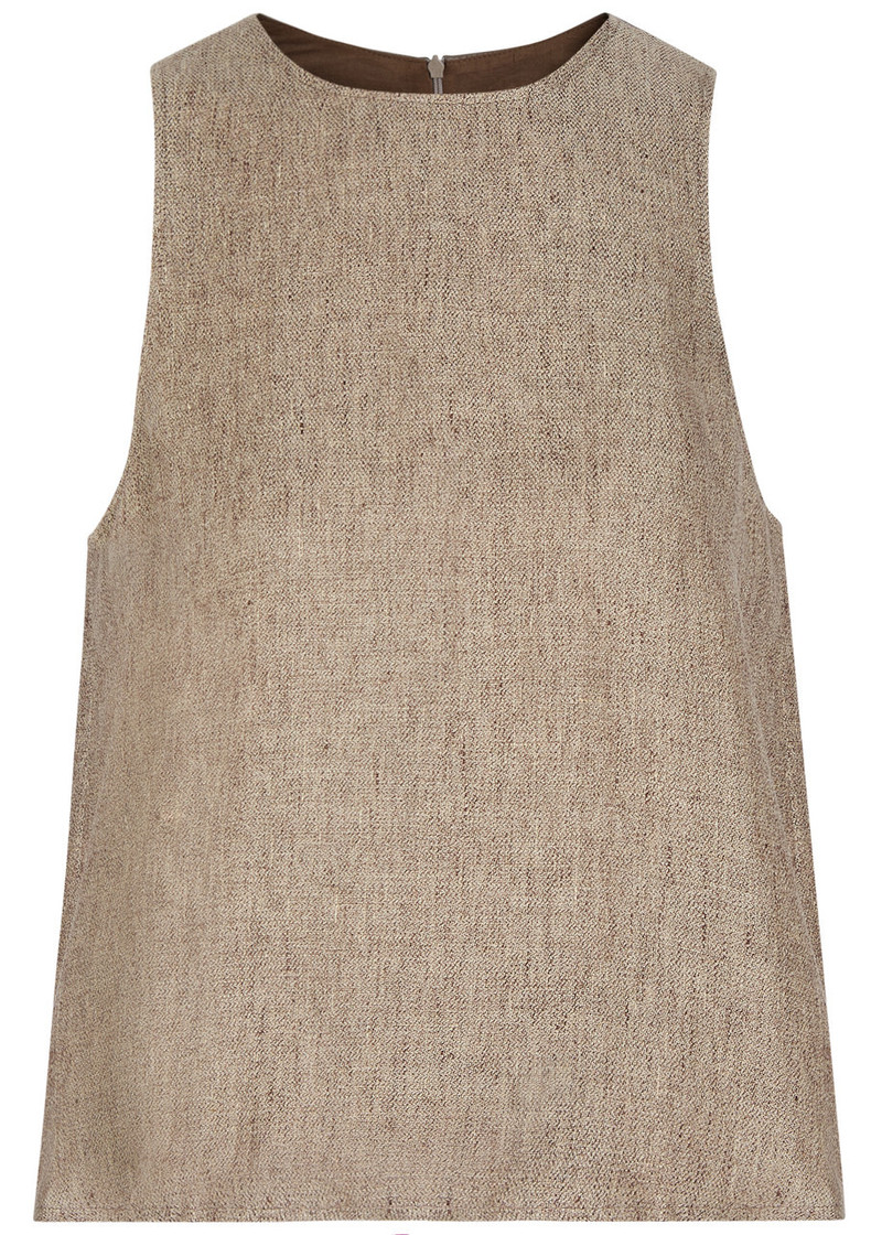 Emporio Armani Faux Leather Panel Linen top 1