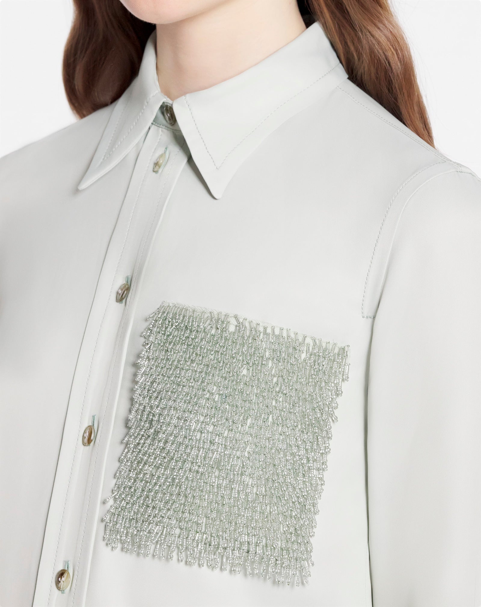 LONG SLEEVE SHIRT WITH EMBROIDERED POCKET - 5