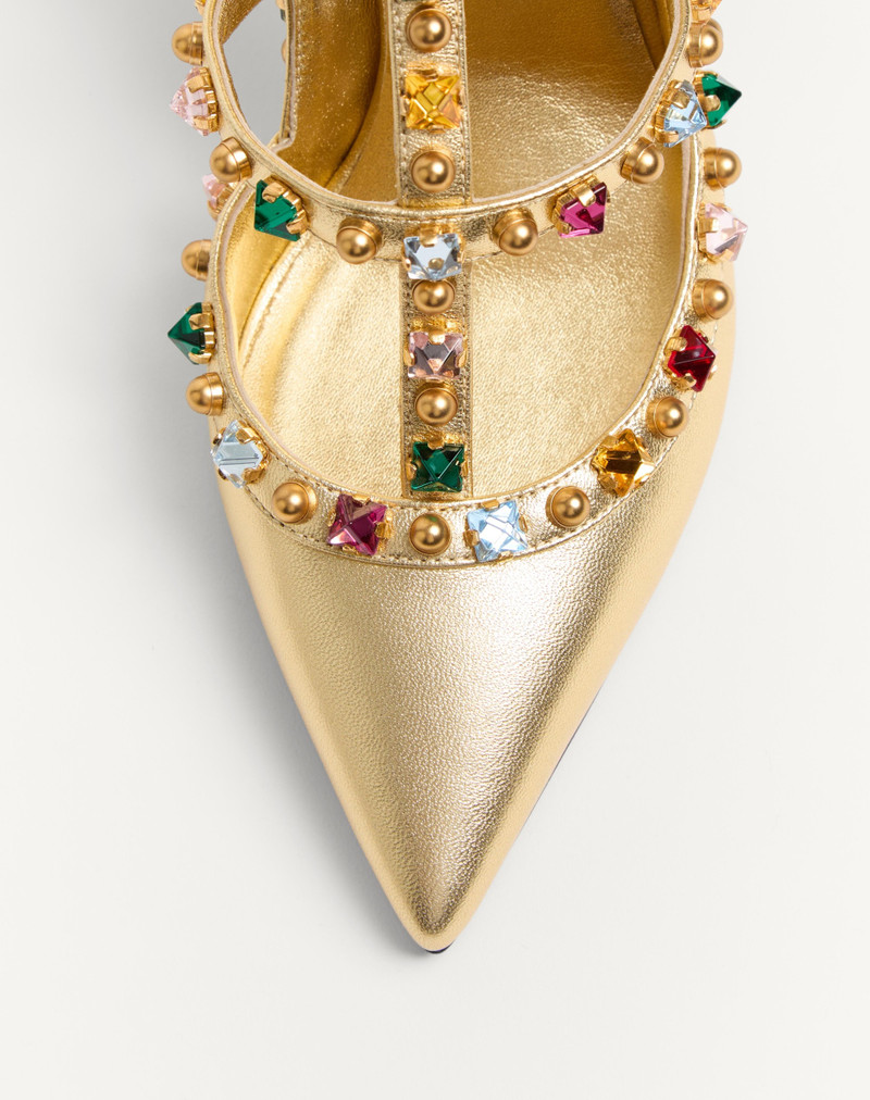 Valentino ROCKSTUD DÉCOLLETÉ IN LAMINATED NAPPA WITH CABOCHON AND CRYSTALS 100MM outlook