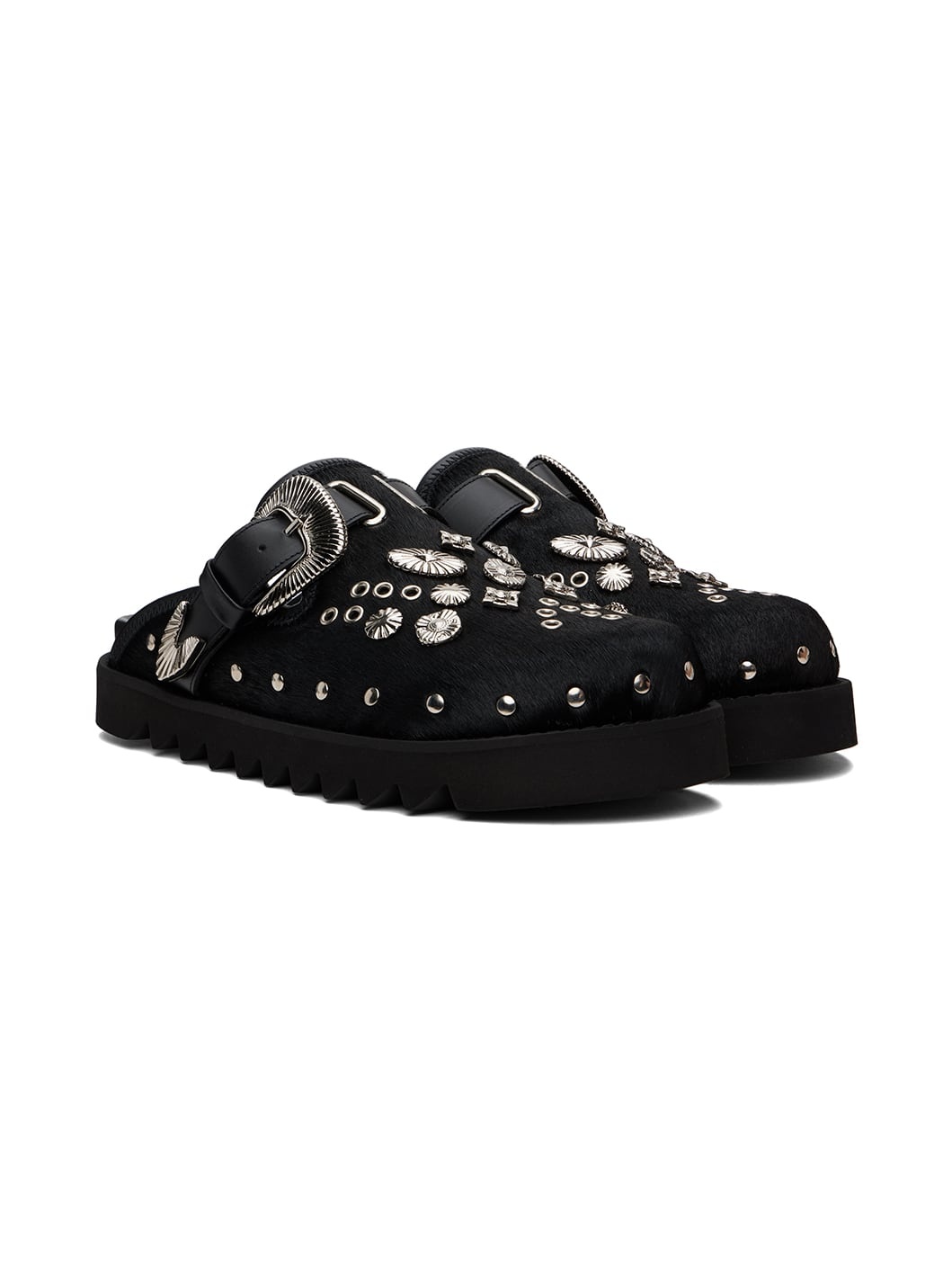 SSENSE Exclusive Black Eyelet Metal Sabot Slip-On Loafers - 4