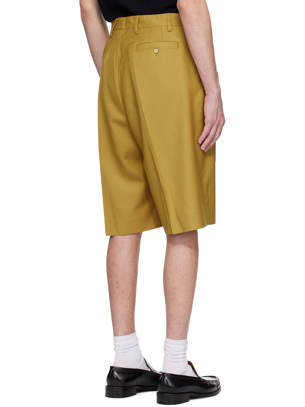 Yellow Ara Deep Pleat Shorts - 3